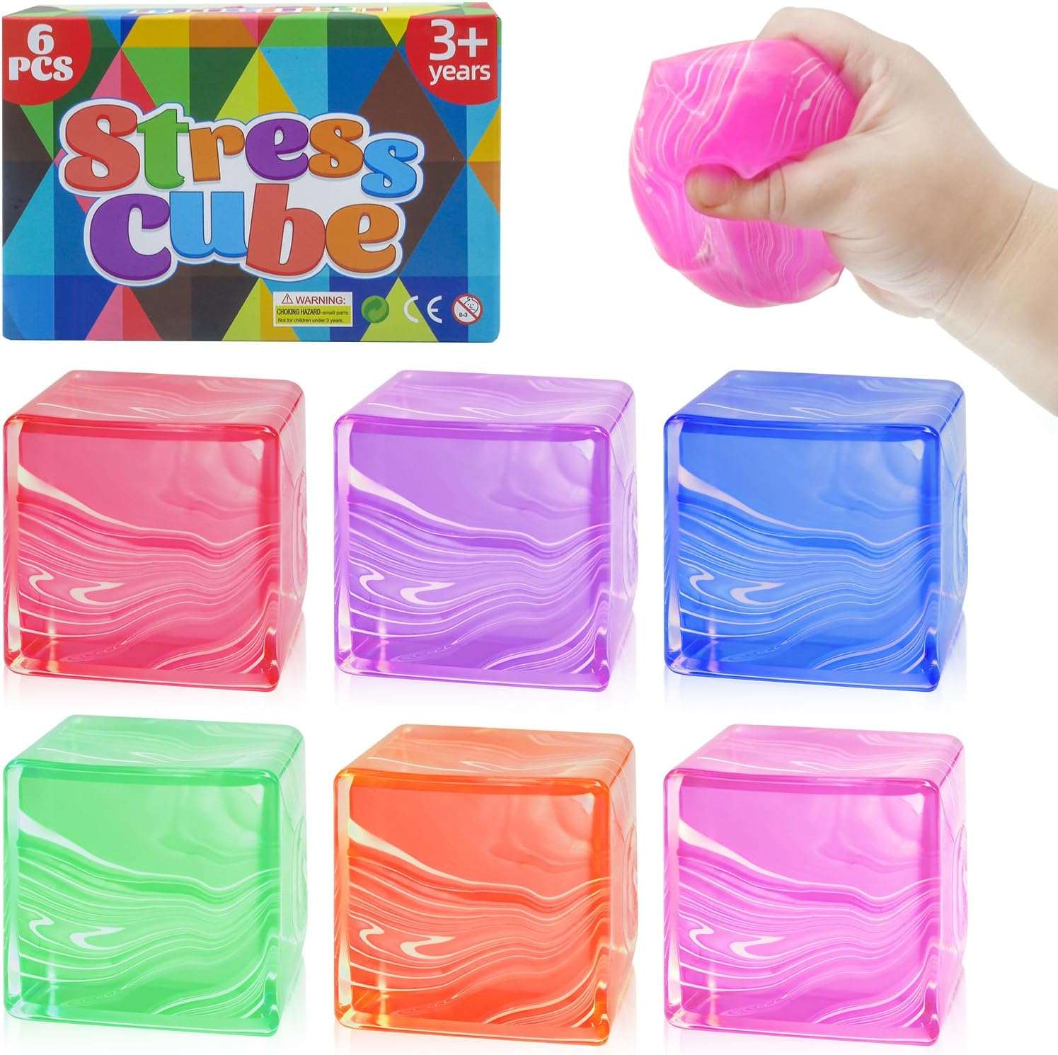 6Pcs Stress Cube Fidget Toys Squishies Sensory Squishy Stress Ball Kids Adults