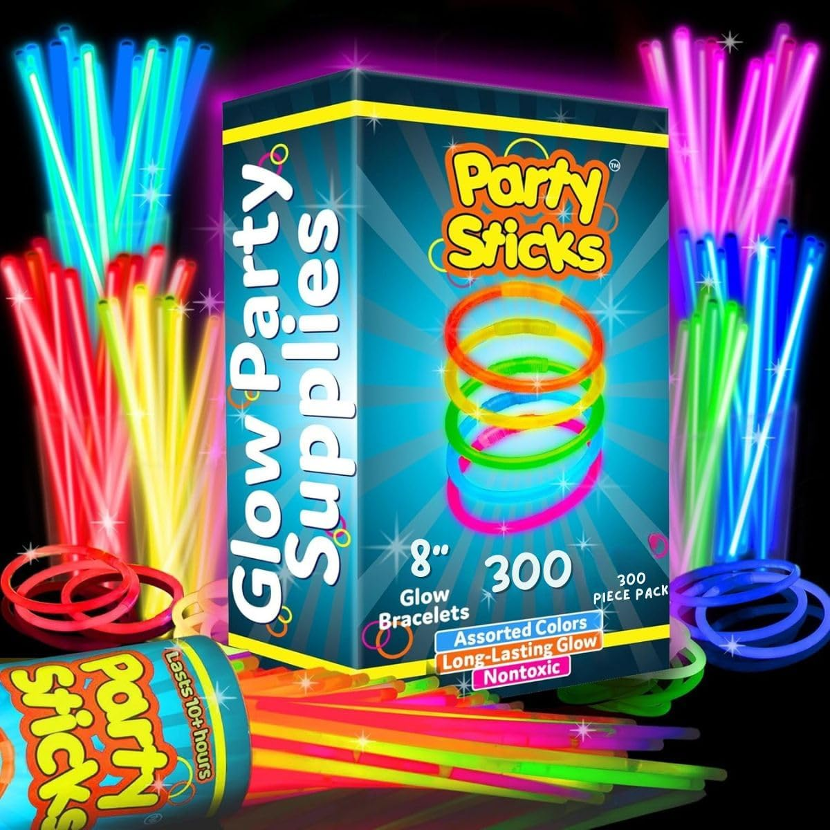 Ultra Bright Glow Sticks Bulk Party Supplies 300 Pack - 8