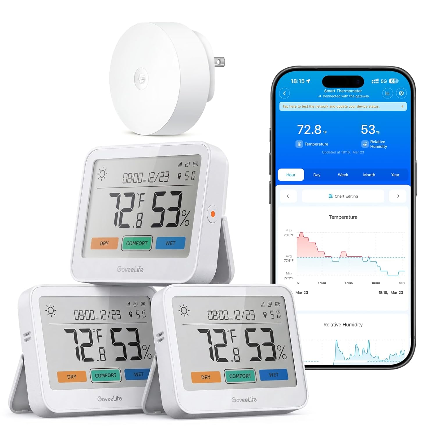 WiFi Thermometer Hygrometer Weather Station 3 Pack Sensors