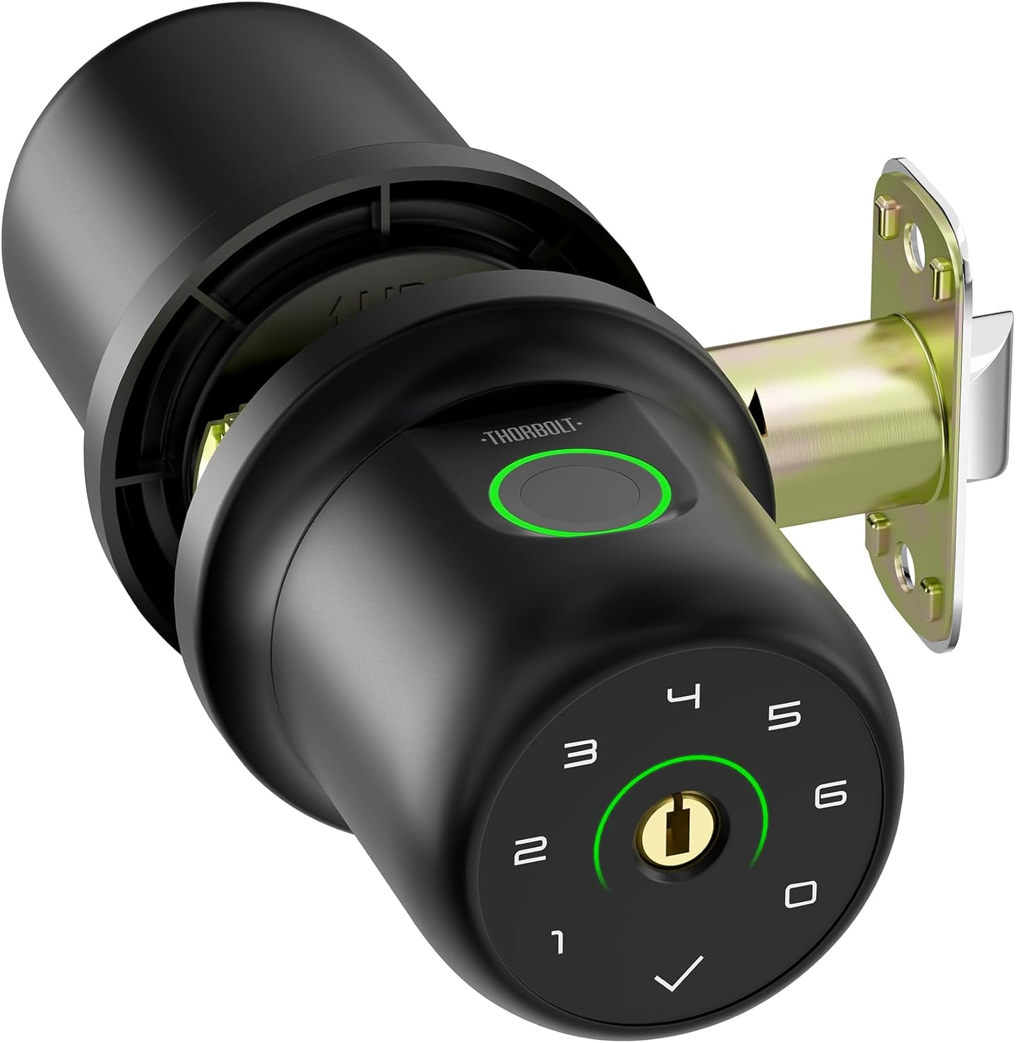 Fingerprint Door Knob Lock with Keypad Biometric Door Knob Auto-Lock 4* AAA Alkaline Batteries Interior Door Lock for Bedroom, Garage, Office, Pantry Door G1 Black