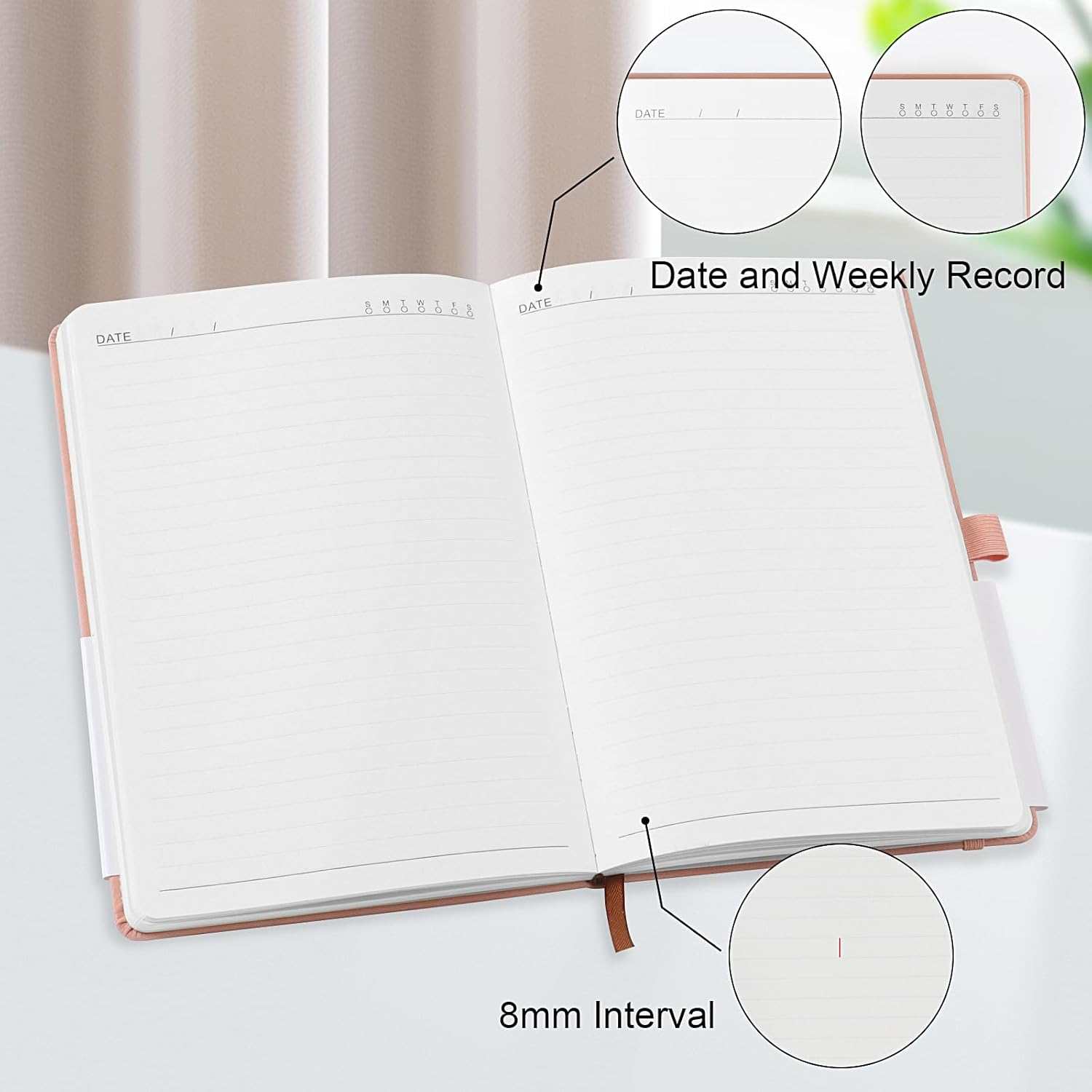 A5 Journal Notebook for Men and Women, Lined Hardcover Notebook with Elastic ... - Picture 4 of 20