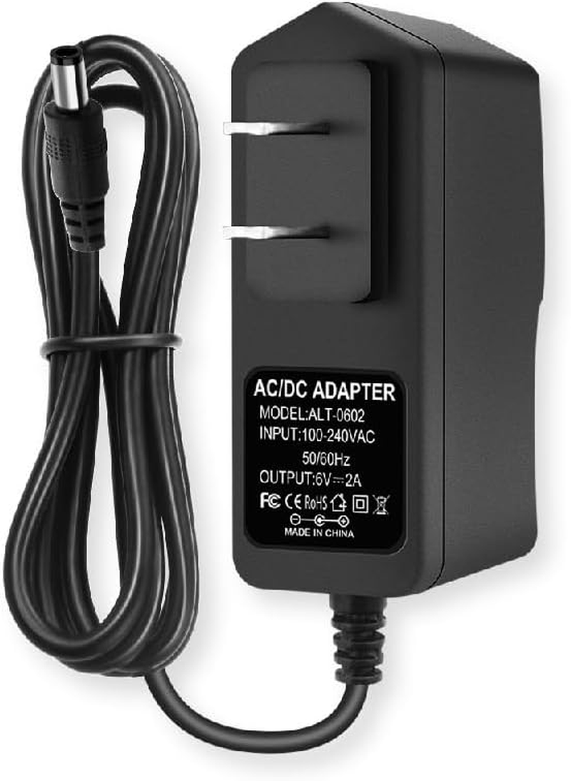 6V DC Power Supply 2A Universal AC Adapter, 100-240V 50/60Hz 6 Volts 2 Amp Transformer, DC 6V Power Cord, 5.5Mm X 2.5Mm Plug
