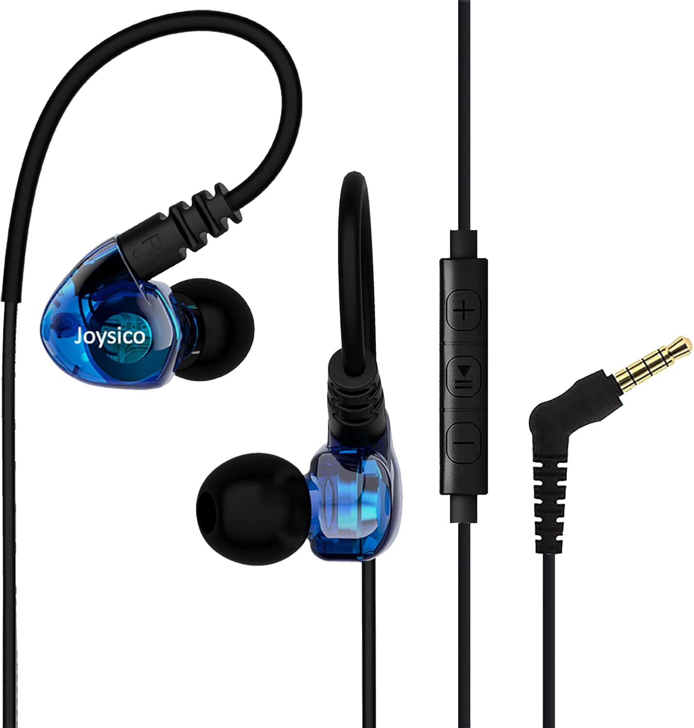 Wired over Ear Earbuds for Kids Women Small Ears, Sport In-Ear Headphones Earhook Earphones for Running Exercise Jogging, Ear Buds with Case Microphone and Volume for Cell Phones Laptops Blue