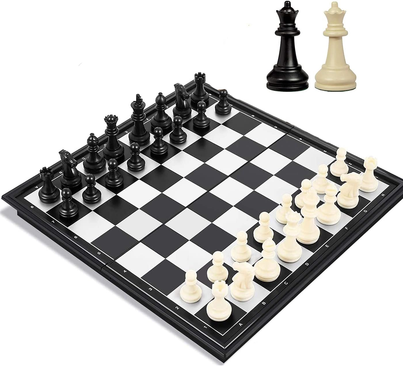 Travel Chess Set, 10 Inch Magnetic Chess Board with 2 Extra Queen Portable Folding Board Chess Games for Kids, Adults