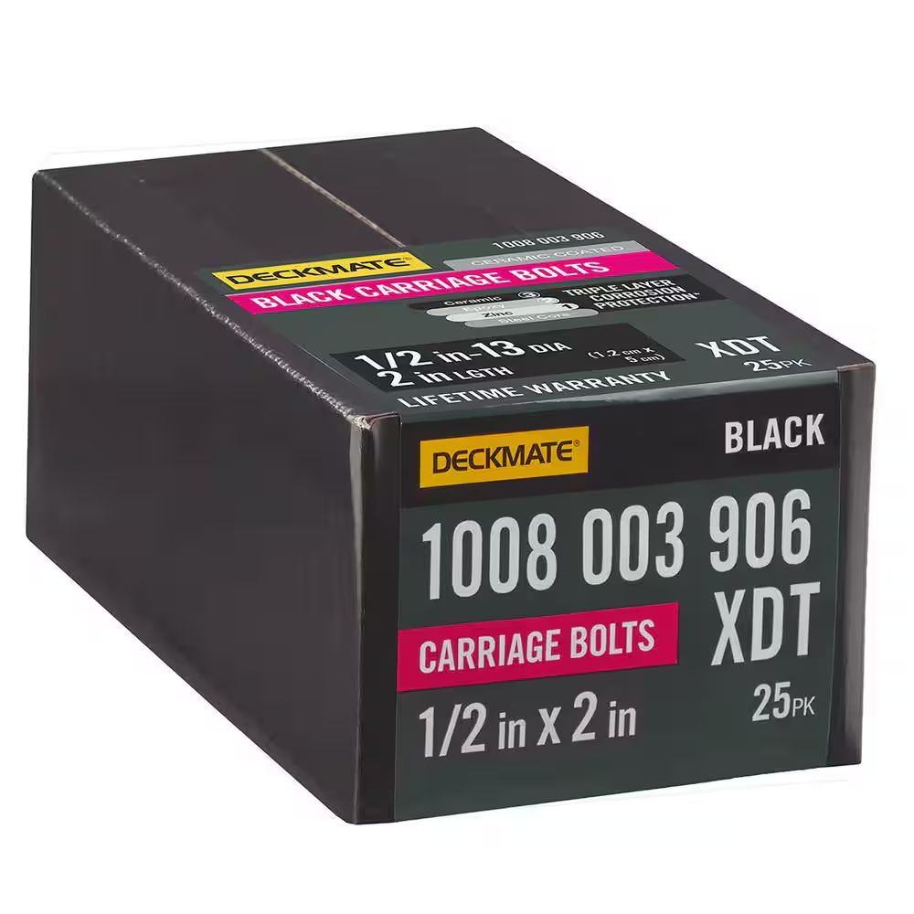 1/2 In.-13 X 2 In. Black Deck Exterior Carriage Bolt (25-Pack)