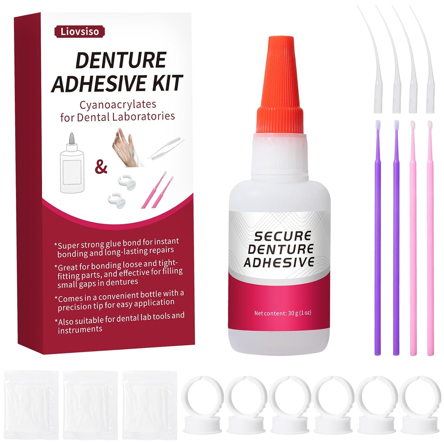 Dental Lab Instant Bonding Dental Glue (1Oz), Repair Cracks & Secure Loose Teeth, Experience a Secure Bond That Lasts from Days to Weeks