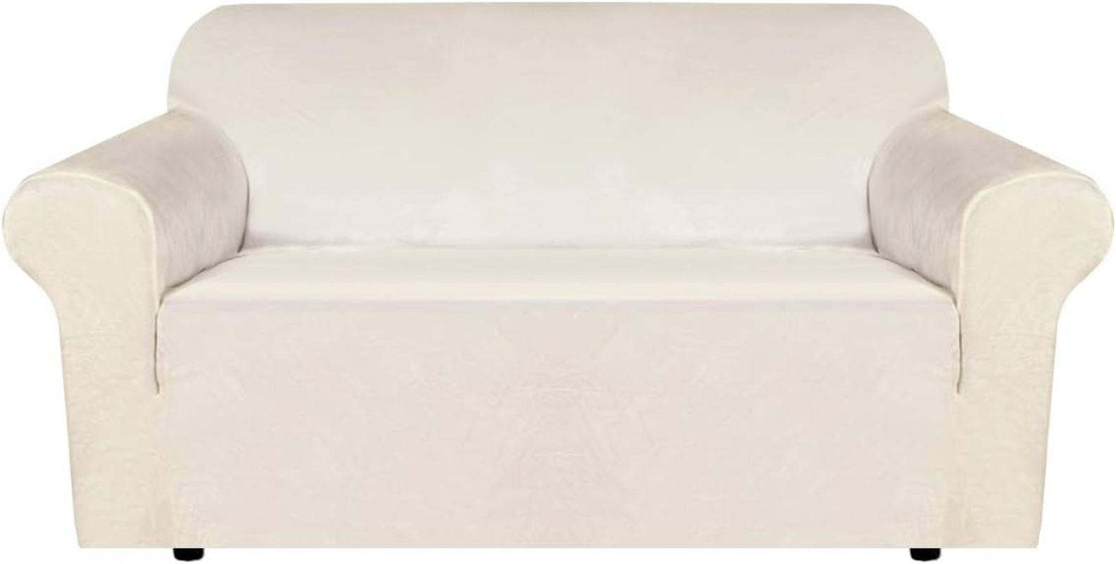 Stretch Velvet Loveseat Covers for 2 Cushion Couch Covers for Living Room Sofa Covers Slipcovers with Non Slip Straps Bottom, Ultra Thick Comfy Velour (Width 58