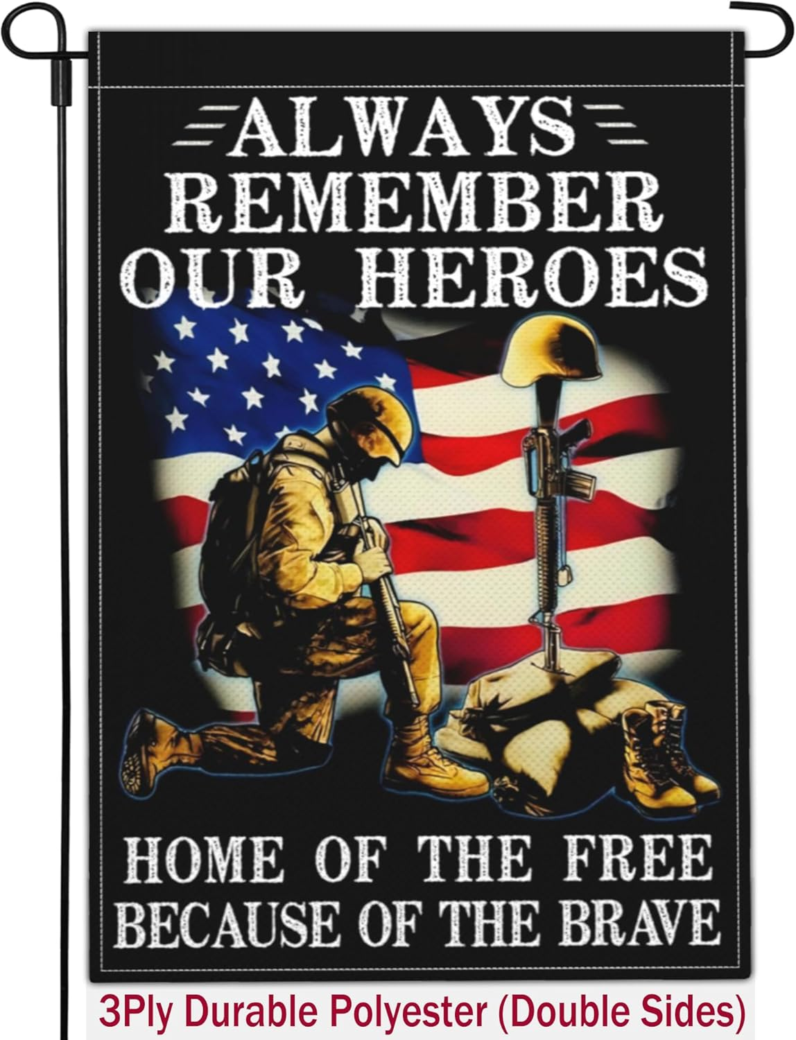 Memorial Day Garden Flag - 12X18 Inch, 3Ply Double Sided 4Th of July & Veterans Day Patriotic Outdoor House Yard Banner