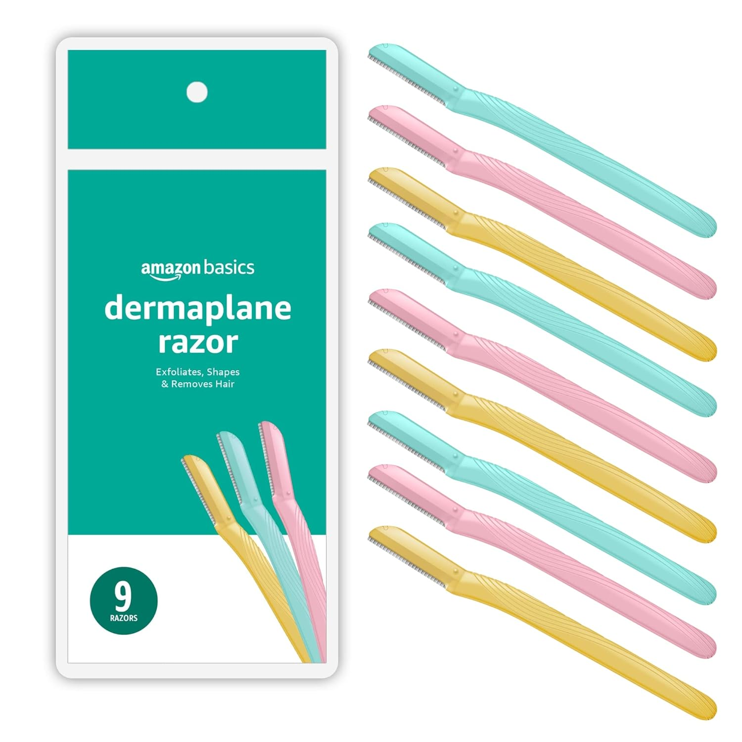 Women'S Multipurpose Exfoliating Dermaplaning Tool, Eyebrow & Facial Razor, Includes Blade Cover, Multicolor, 9 Count