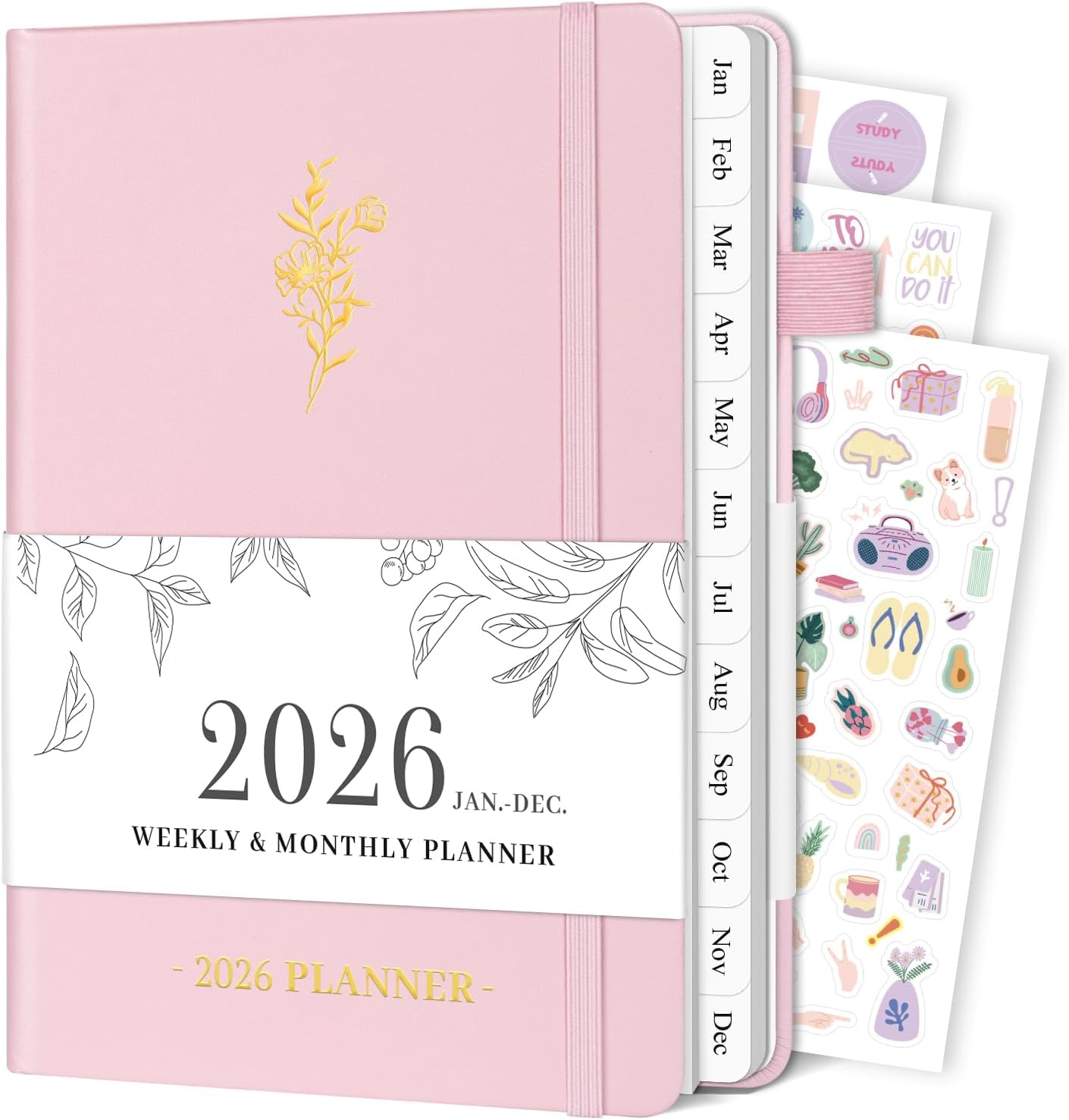 Planner 2026, Weekly and Monthly Planner with Tabs from Jan 2026 - Dec 2026, A5 Hardcover Academic Calendar with Date for School & Office Schedule, 5.8
