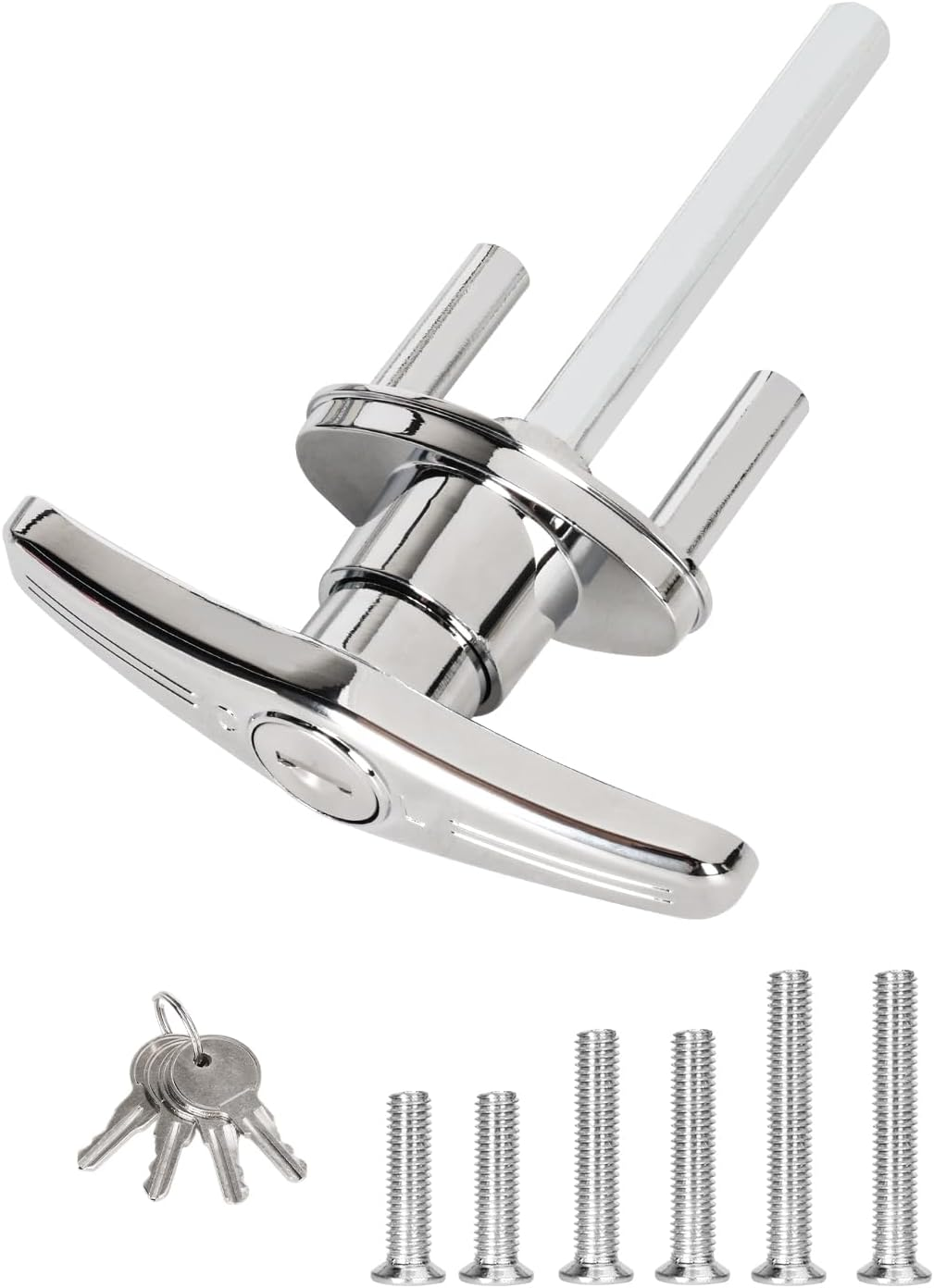 Garage Door T Handle Lock Latch Replacement 1 Pack 4 Keys Chrome Plated