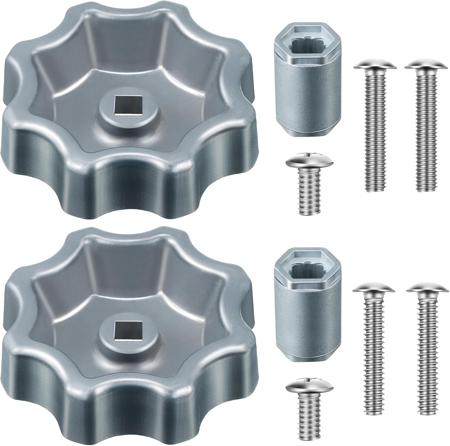 Dreyoo 2 Pack Outdoor Faucet Handle, Water Spigot Handle Compatible with Danco 10006 Hose Bib, with Adapter and Screws for 8 &12 Point round Broach, 0.26
