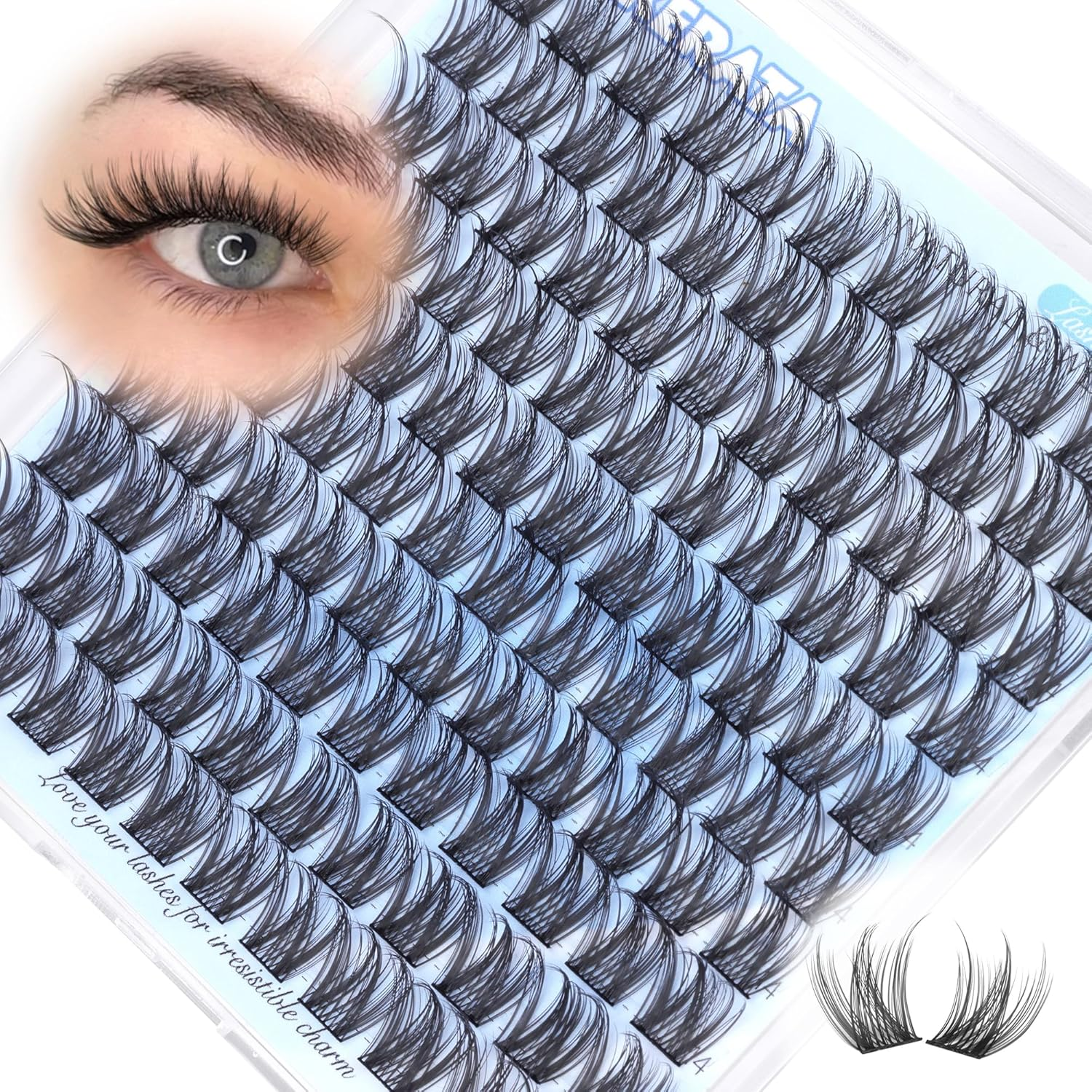 14Mm Natural Cluster Lashes Wispy Eyelash Clusters DIY Individual Lashes C Curvature Eyelash Extensions for Daily Wear with Soft Lash Band