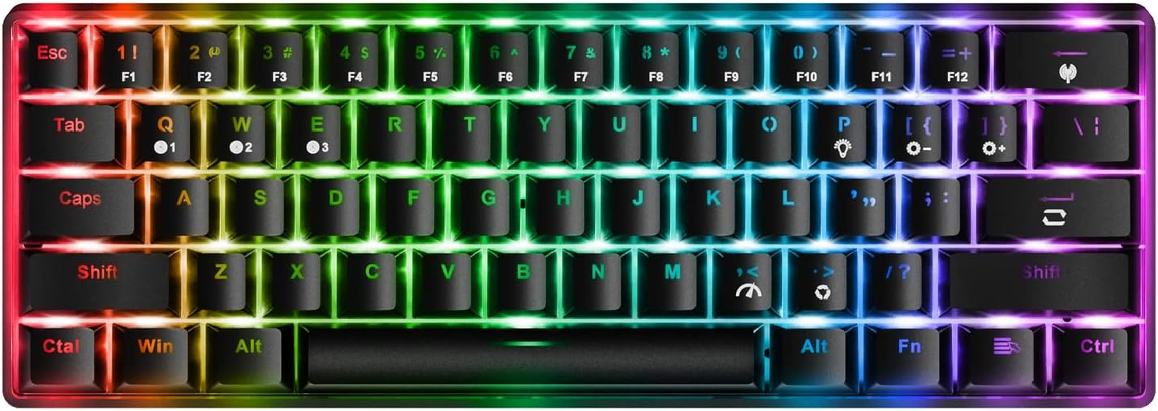 61 Keys RGB Wireless and Wired Mechanical Gaming Keyboard with Blue Switches, Audible Click Sound Rainbow Portable Compact Mini Office Keyboard for Windows PC Gaming, (F-SG61)