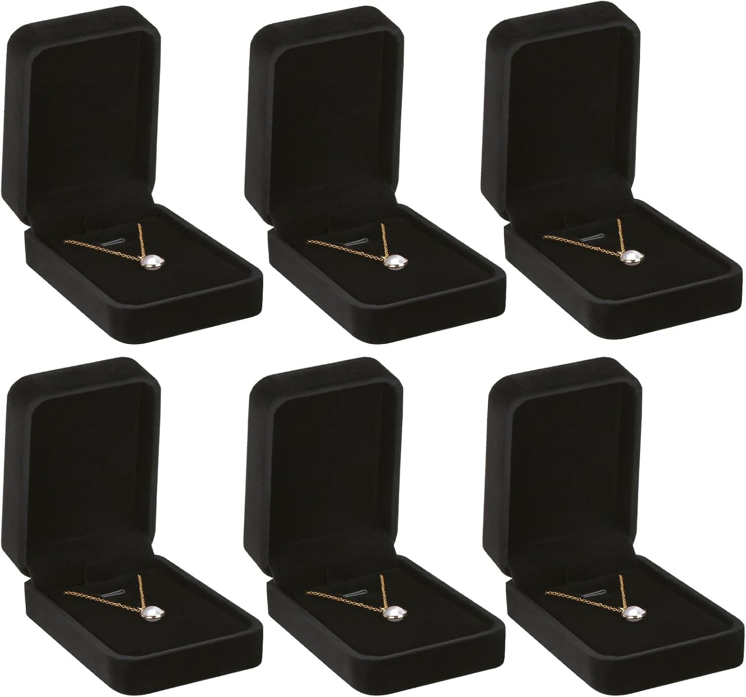 6 Pieces Velvet Jewelry Gift Boxes for Necklace Pendant Bracelet Ring Earring, Jewelry Storage Display Case for Christmas Wedding Engagement Birthday Anniversary (Pendant Box STYLE-6PCS)