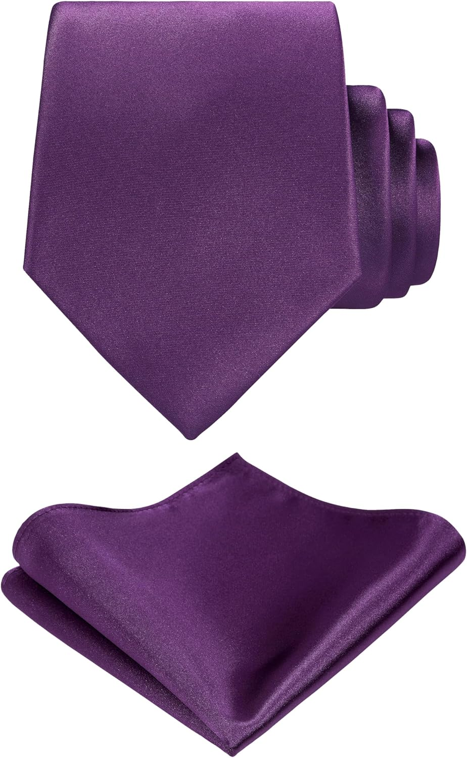 TIE G Solid Satin Woven Dyed Color Formal Black Necktie and Pocket Square Sets in Gift Box