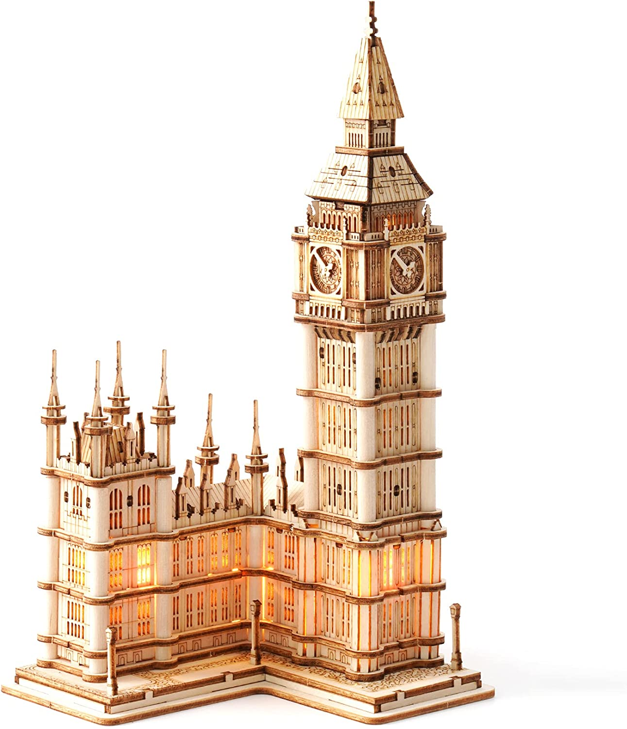 3D Puzzle for Adults Wooden Craft Kits for Teens DIY Construction Model Kit with LED Light to Build Educational Big Ben Set Toys Birthday Gifts