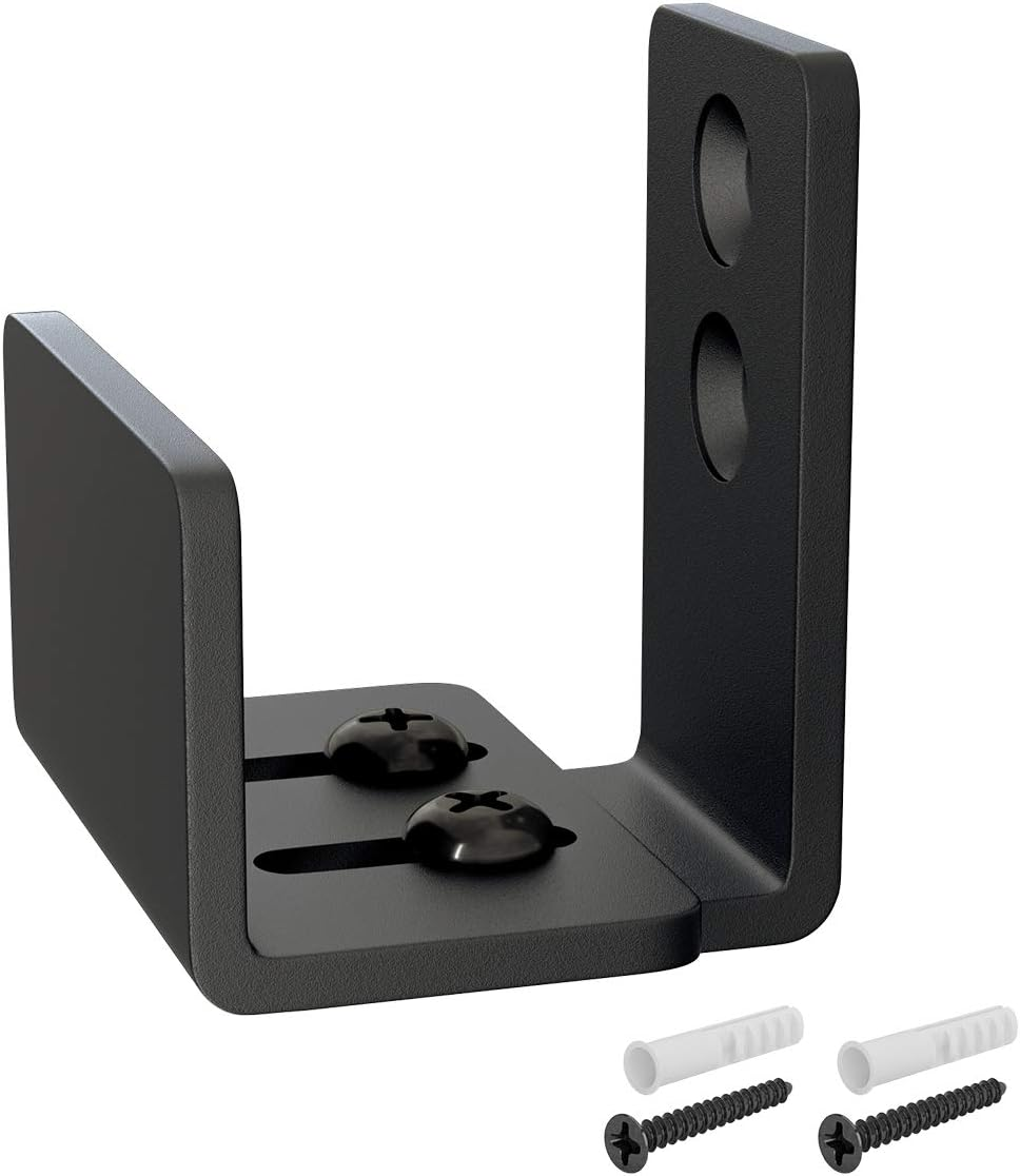 Adjustable U Shape Barn Door Floor Guide, Wall Mounted Flexible Flush Bottom Guide, Sturdy Steel Material, Black