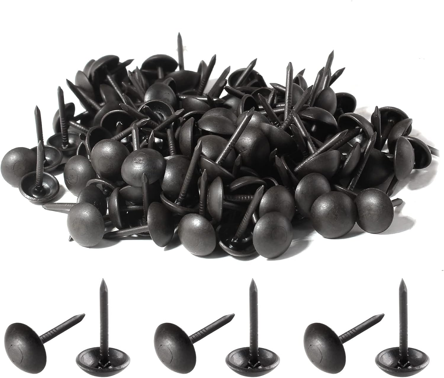 Clavos para Tapiceria Negros 200 Piezas Tachuelas Redondas Metal 7x13mm Muebles