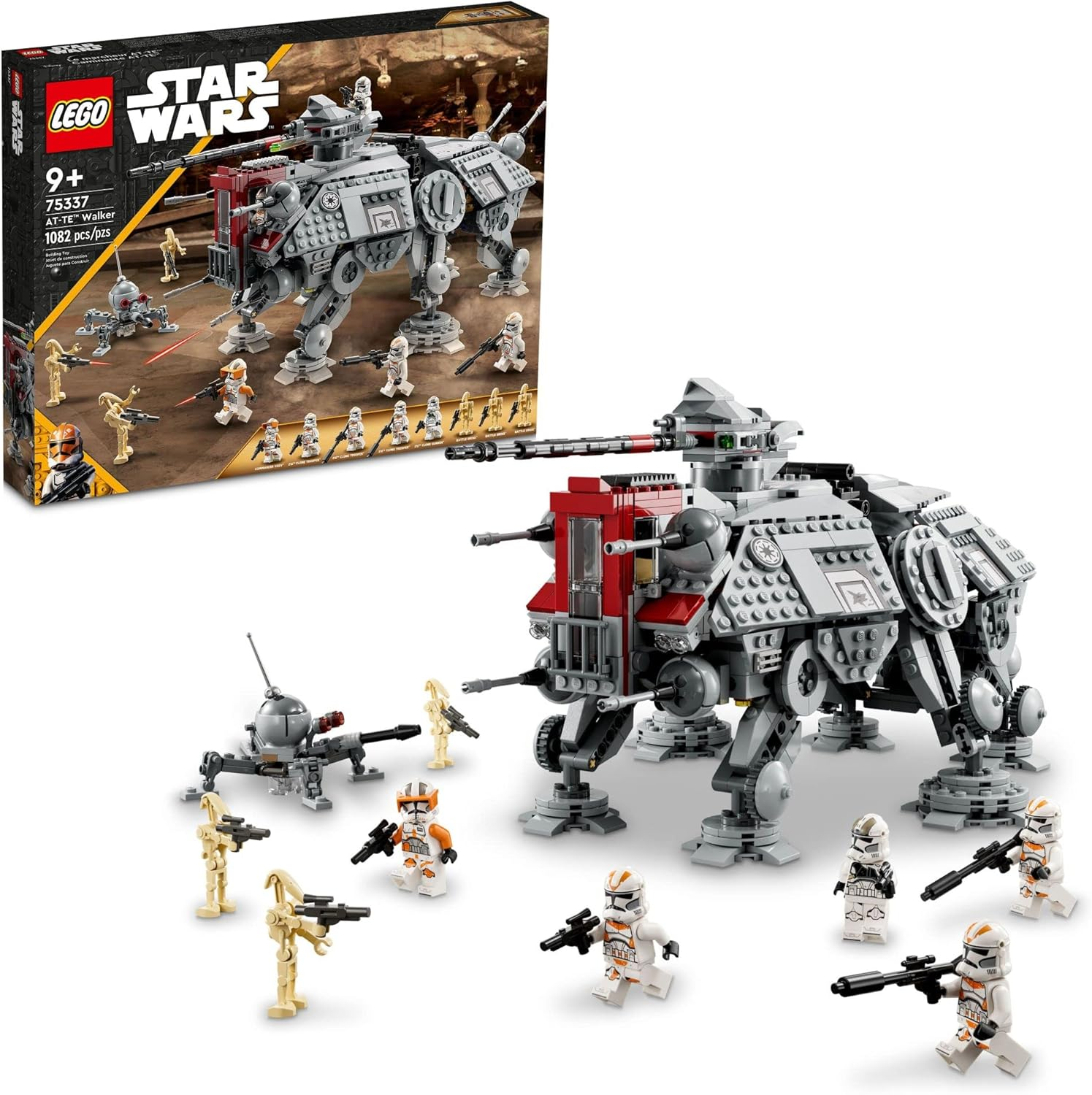 LEGO Star Wars At-Te Walker 75337 Poseable Toy, Revenge of the Sith Set, Gift for Kids with 3 212Th Clone Troopers, Dwarf Spider & Battle Droid Figures