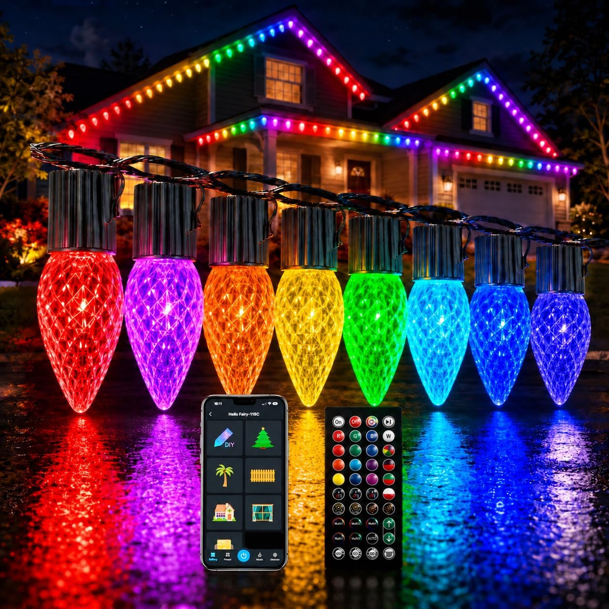 157FT 200LED Smart C9 Christmas Lights Outdoor, RGBW String Light for House