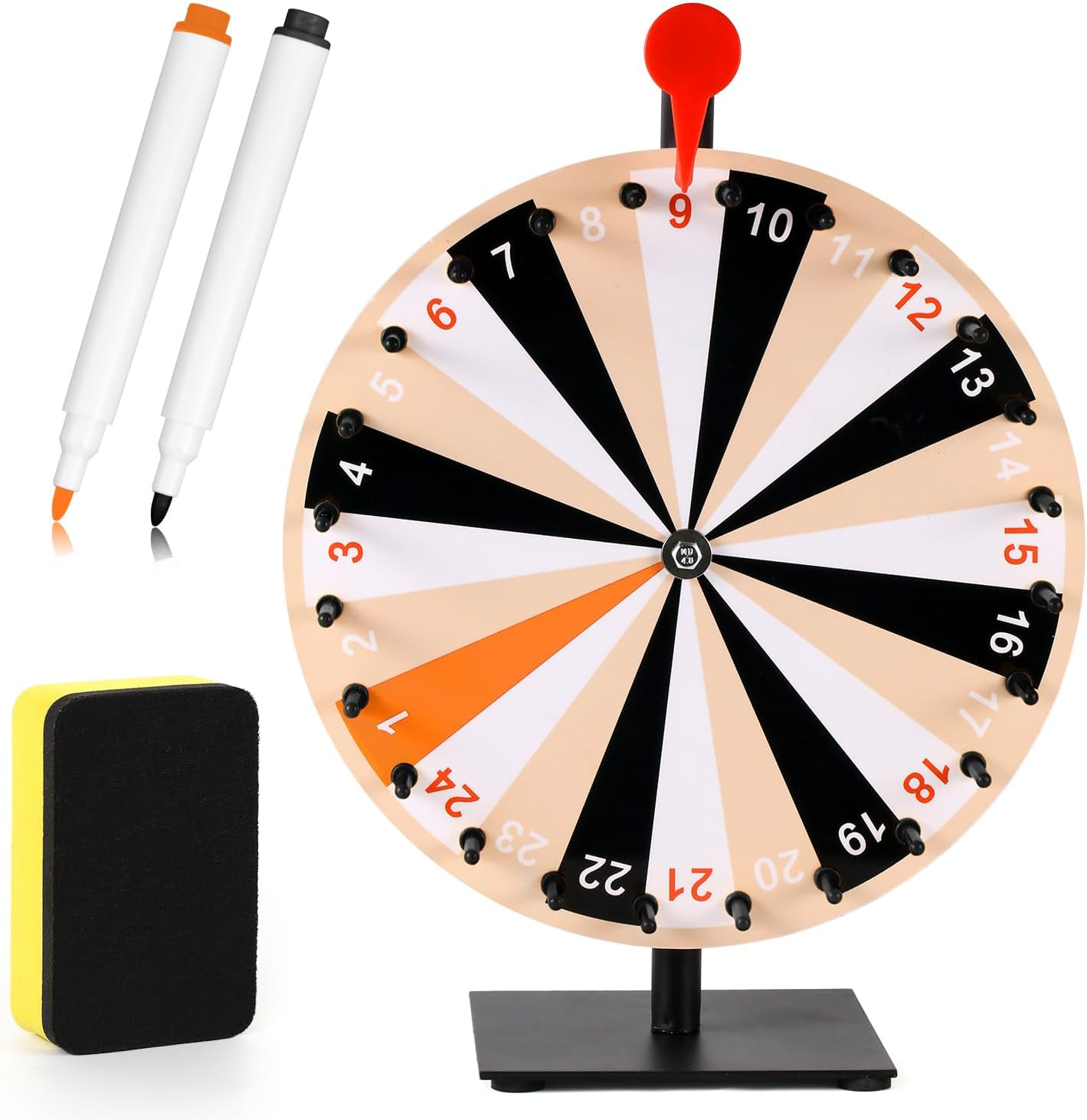 Ruleta de premios giratoria de 12pulgadas 24 ranuras para mesa con ruleta de pie