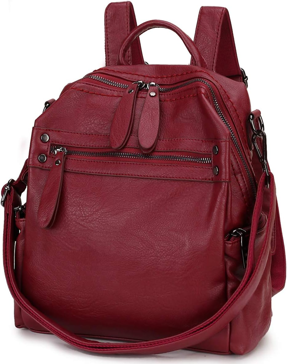 Backpack Purse for Women, PU Leather Fashion Convertible Backpack Shoulder Bag Ladies Rucksack in 2 Ways to Carry