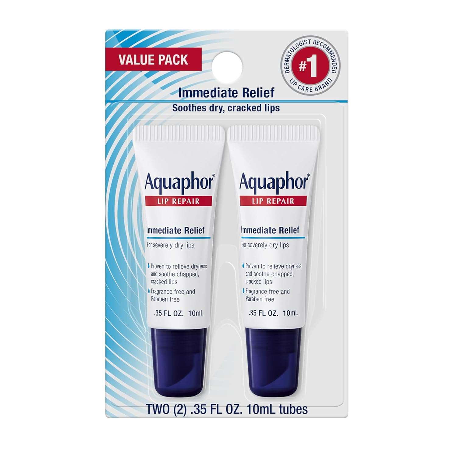 Lip Repair Ointment, Moisturizing Lip Balm Pack, Relieves Dryness, 0.35 Tube, Pack of 2