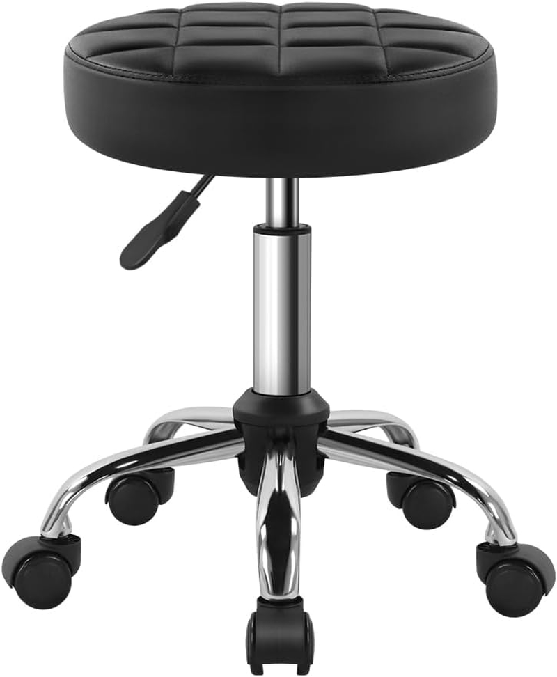 Black Classic Swivel Stool with Wheel for Salon Work Home SPA Shop Height-Adjustable and Cost-Effective Rolling Stool Chair Small