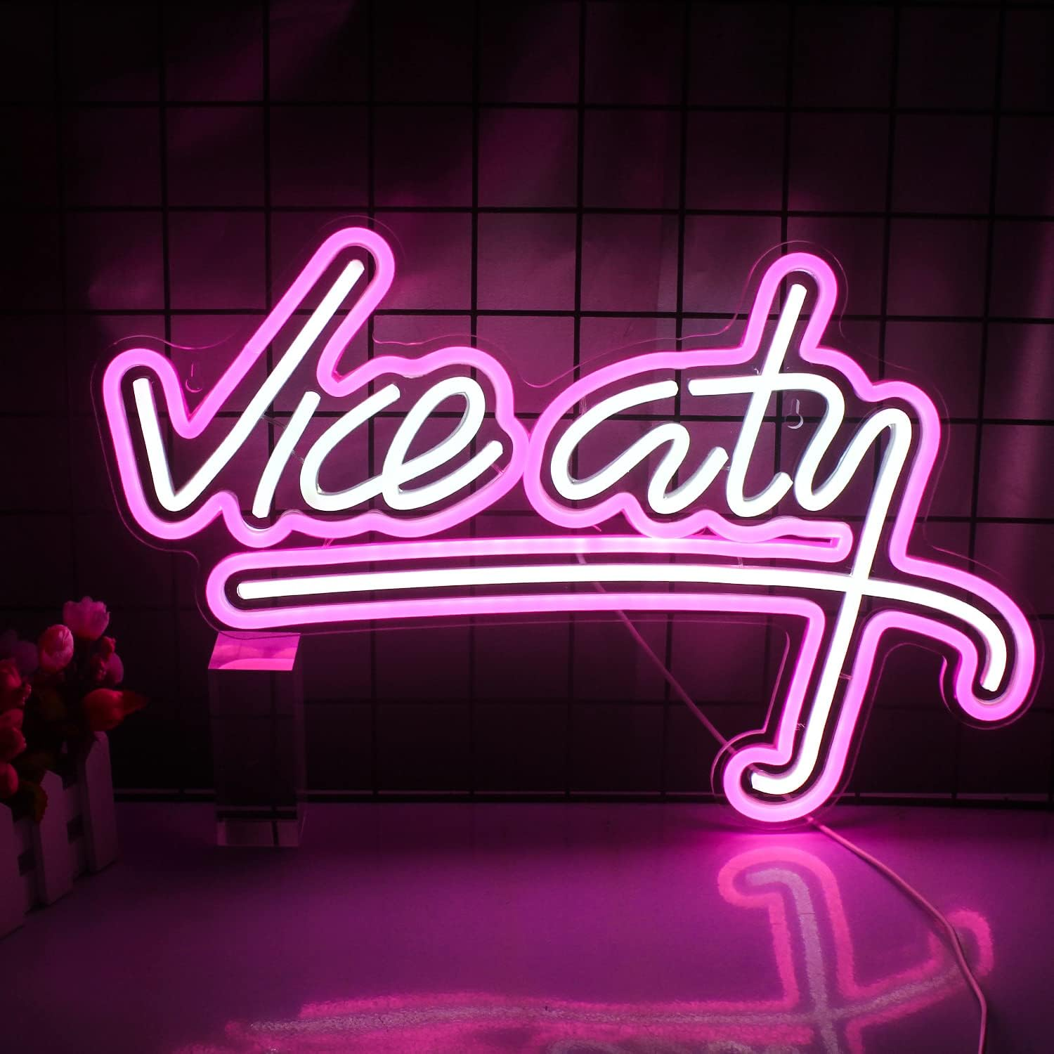 ネオンサイン LED看板 ピンク 壁掛けVice city ネオン管　オーダー Amazon.co.jp: Vice City ネオンサイン ピンク LED サイン 寝室