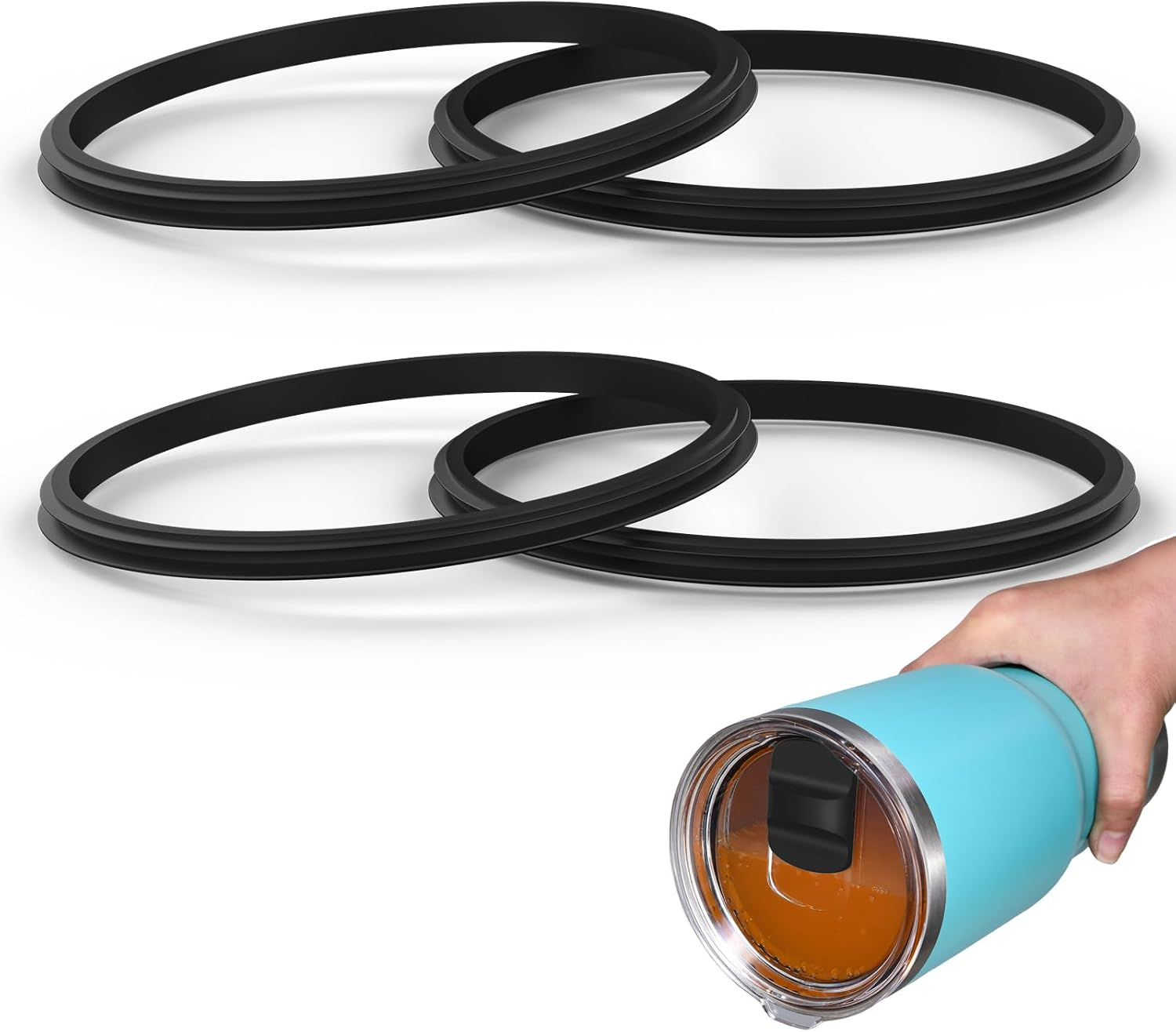 Rubber Seal Replacement Gasket for Yeti Lid, Leak-Proof O Ring Replacement Compatible with YETI 30/32 Oz Tumbler, 14 Oz Mug and 35/42 Oz Straw Mug, 4 Packs