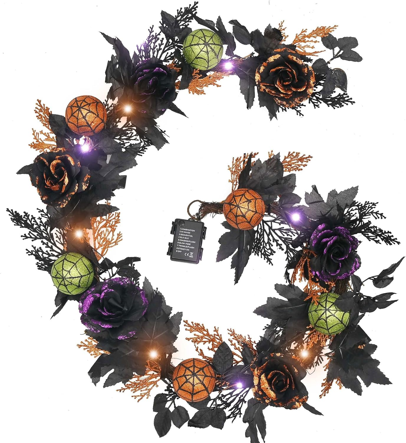 Valery Madelyn 6Ft Pre-Lit Halloween Garland for Mantle Party Decorations