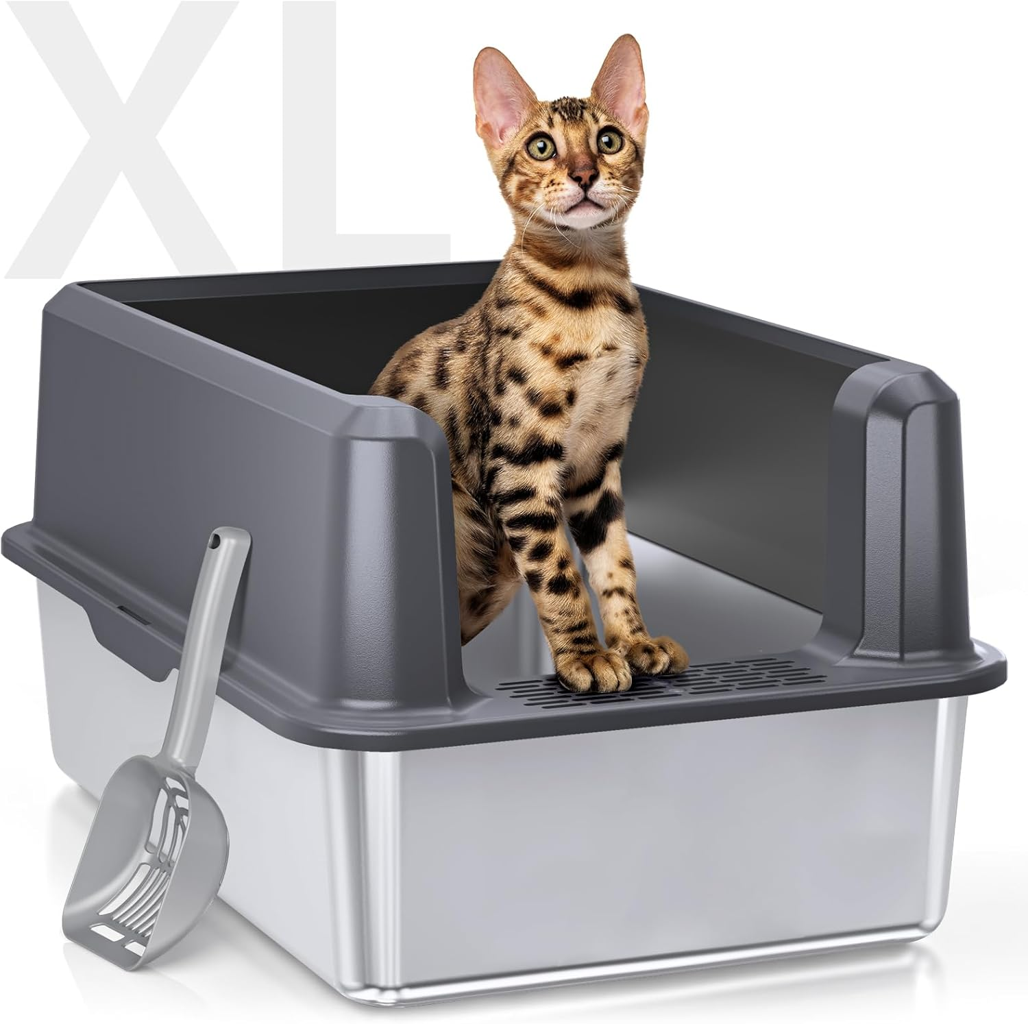 Enclosed Stainless Steel Cat Litter Box With Lid XL Extra Large Litter Box New