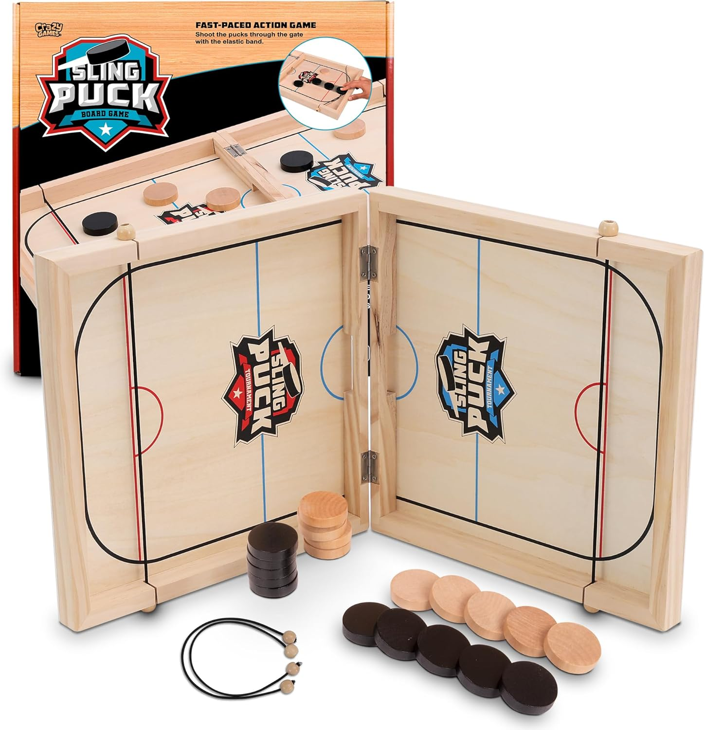 Sling Puck Game - 2 Player Tabletop Hockey for Family Fun and Entertainment