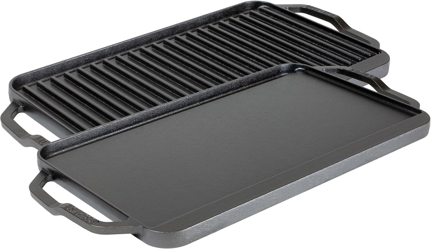 Plancha hierro fundido reversible parrilla doble 19 5x10in cocina interior uso
