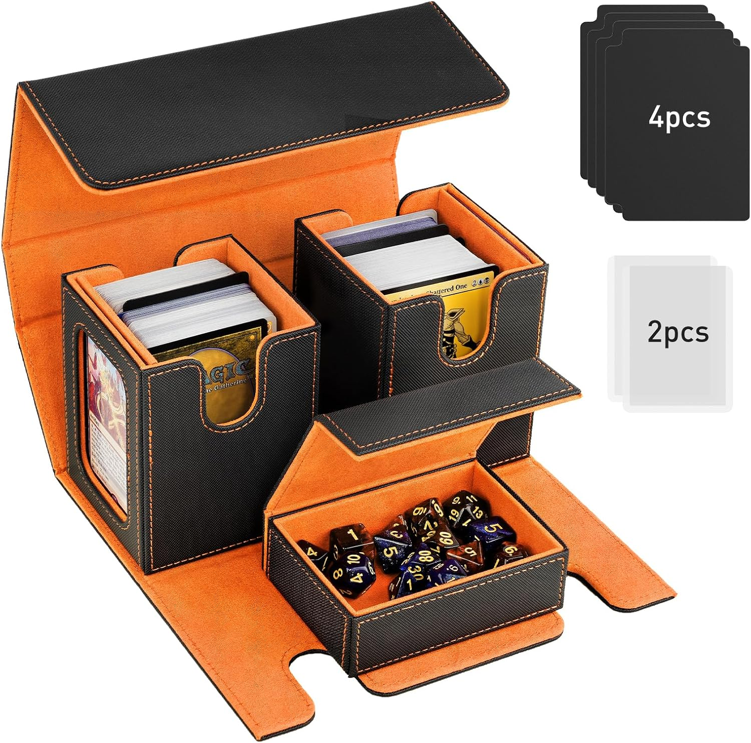 MTG Deck Box, Commander Deck Case Fits 200+ Double-Sleeved Cards, Magnet
