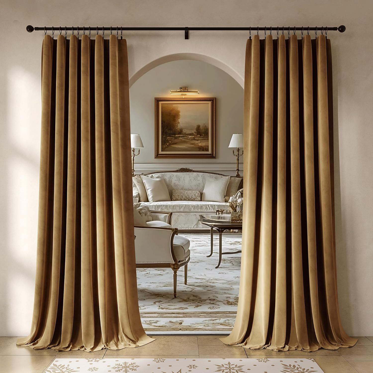 Golden Brown Velvet Curtains 84 Inches Long 2 Panels for Bedroom Living Room Soft Luxury Room Darkening Thermal Insulated Soundproof Rod Pocket Window Treatments Drapes, 52X84 Set of 2