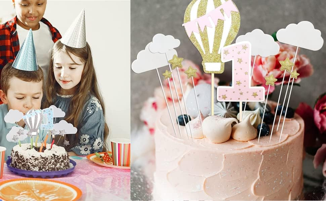 12 Pack Hot Air Balloon Cake Topper with White Cloud Little Stars for Boys Fi... - Picture 6 of 14