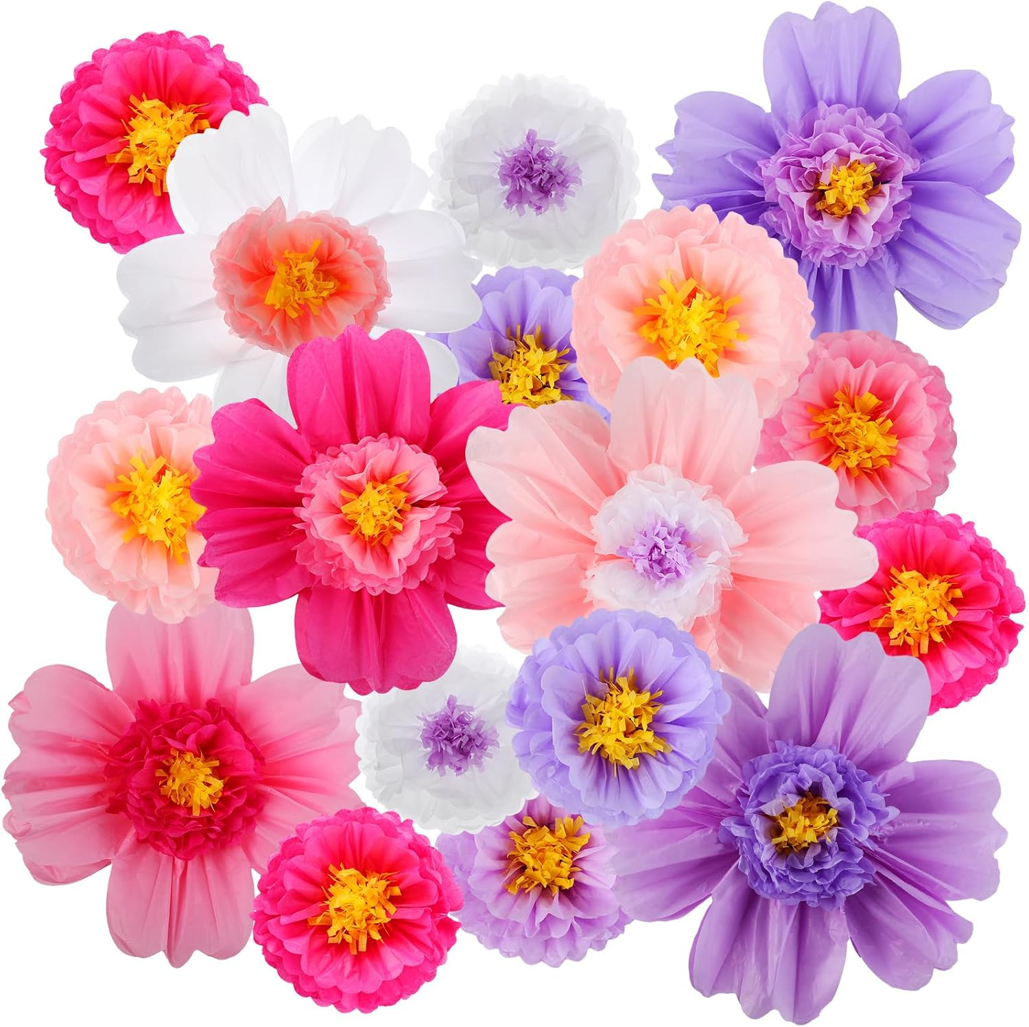Crowye 12 Pcs Large Colorful Tissue Paper Flowers 20" Handcrafted Giant Fiest... - Picture 12 of 16