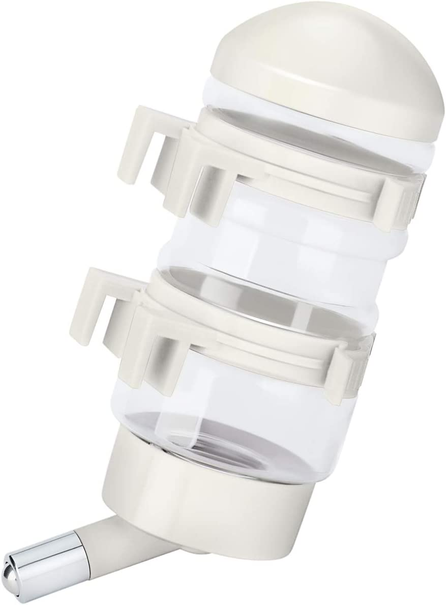 No Drip Dog Kennel Water Bottle Dispenser for Crate, 400Ml Dripless Pet Drinking Fountains Kettle with Automatically Feeding Water (White)