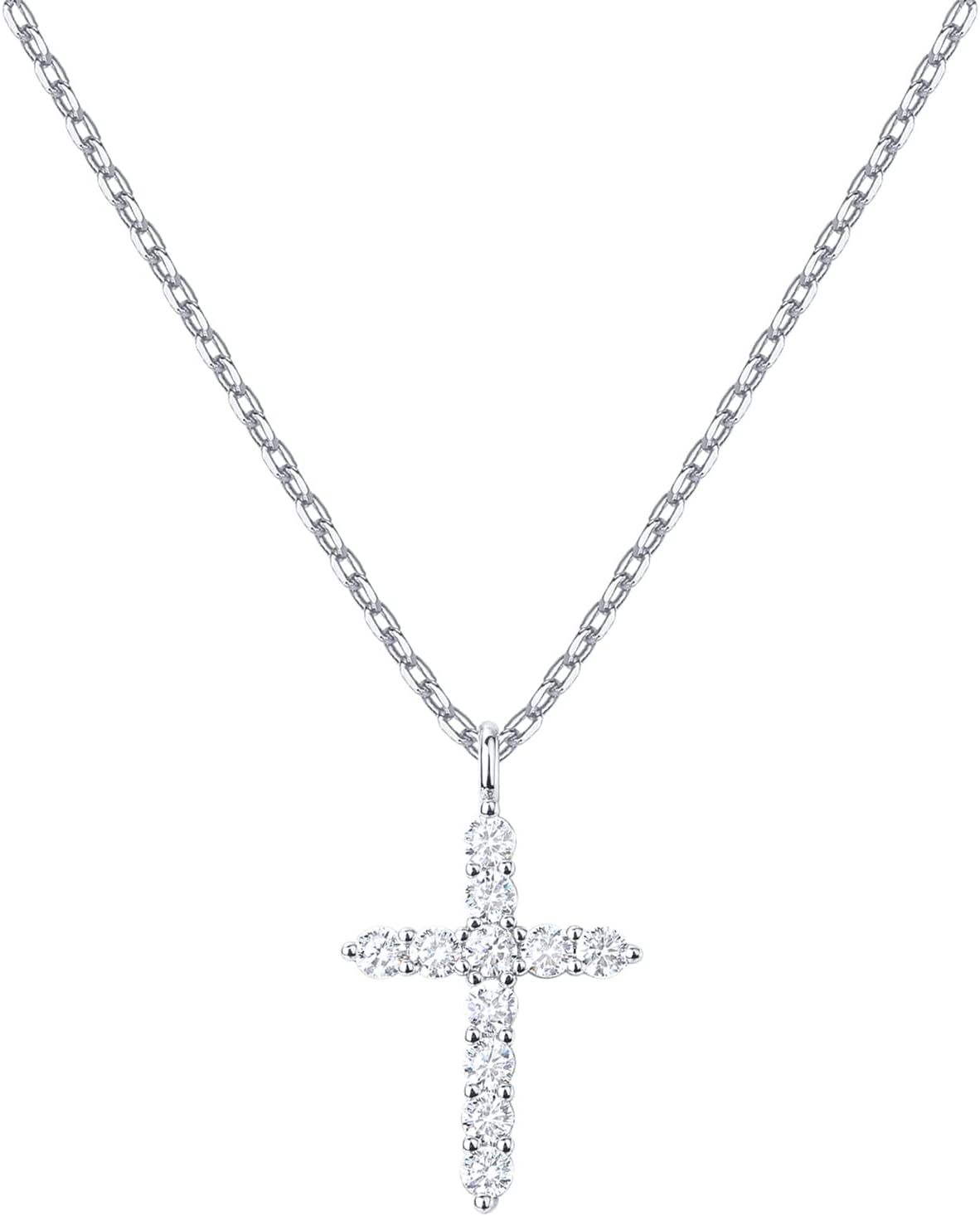 14K Gold CZ Cross Necklace for Women