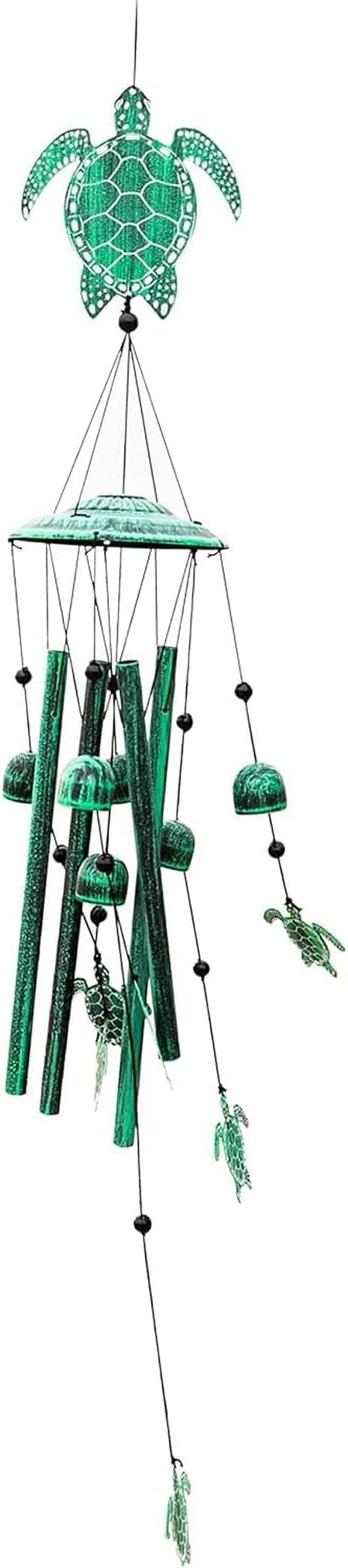 VP Home Rustic Green Turtle Wind Chimes for outside - Harmonic Windchimes with 
