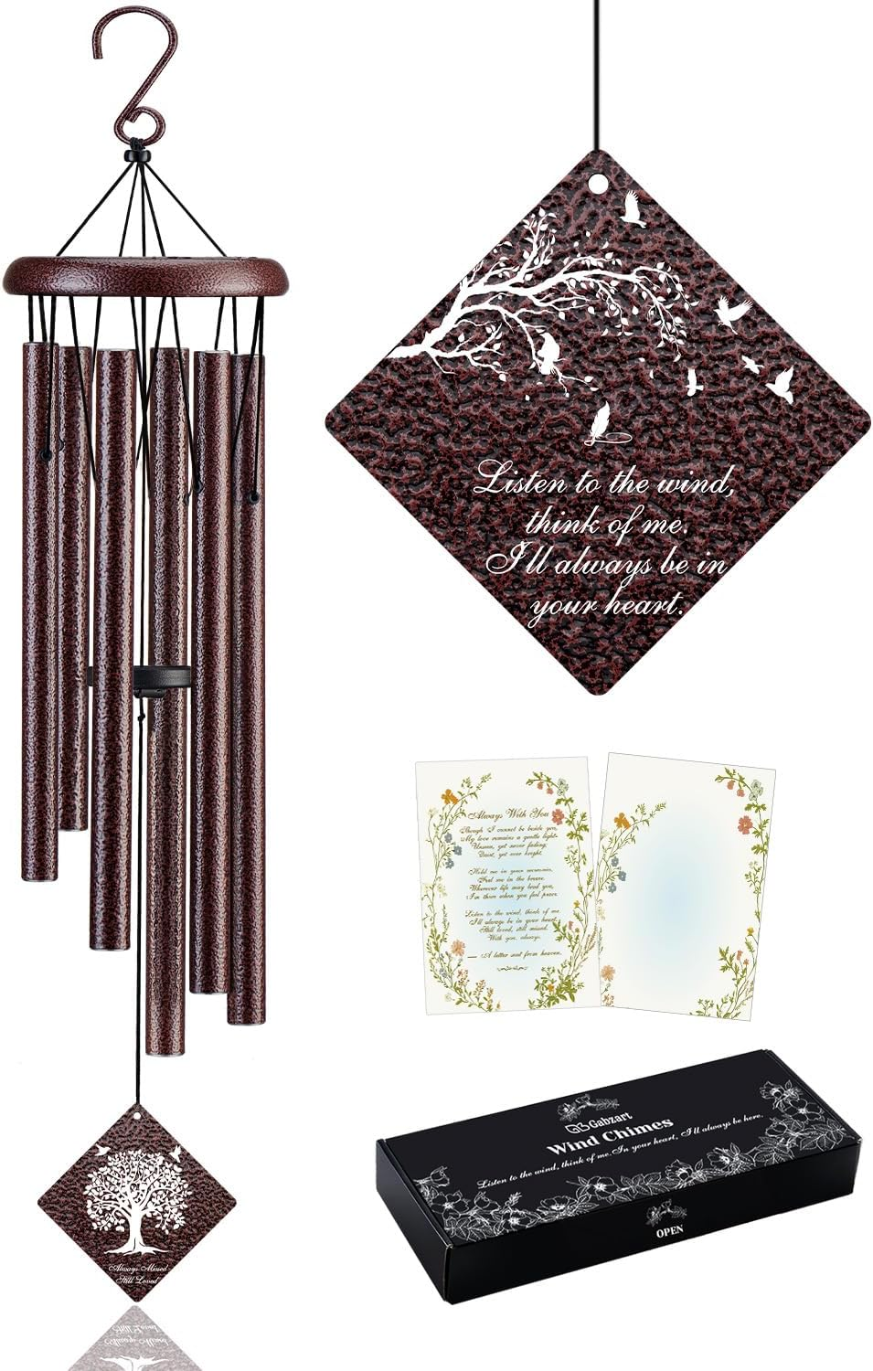 Memorial Wind Chimes for Loss of Loved One, Wind Chime for Outside, Condolence Bereavement Sympathy Gift Home Garden Outdoor Decor, 32