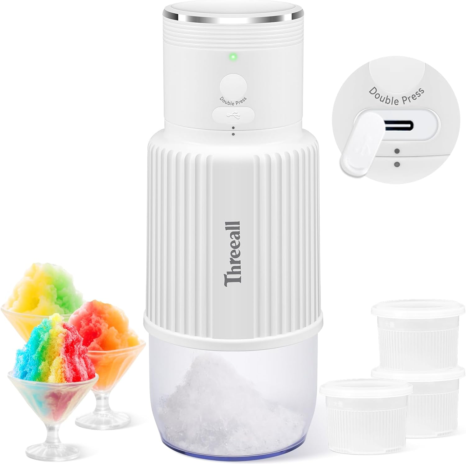 Maquina portatil de granizados con carga usb y tres moldes para hielo de casa