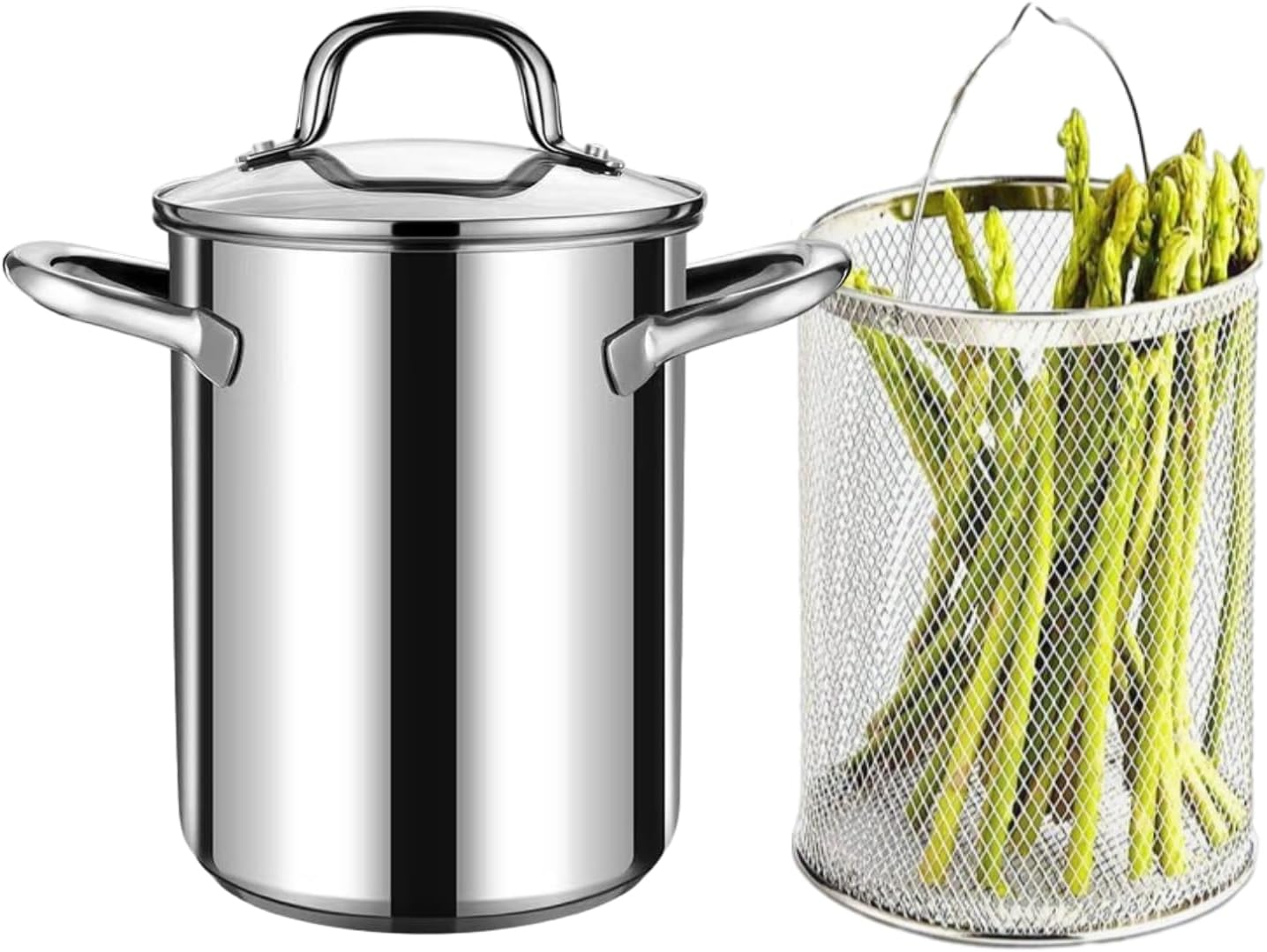 Asparagus Pot Asparagus Steamer Stainless Steel Steamer Cooker 4L Pasta Pot w...