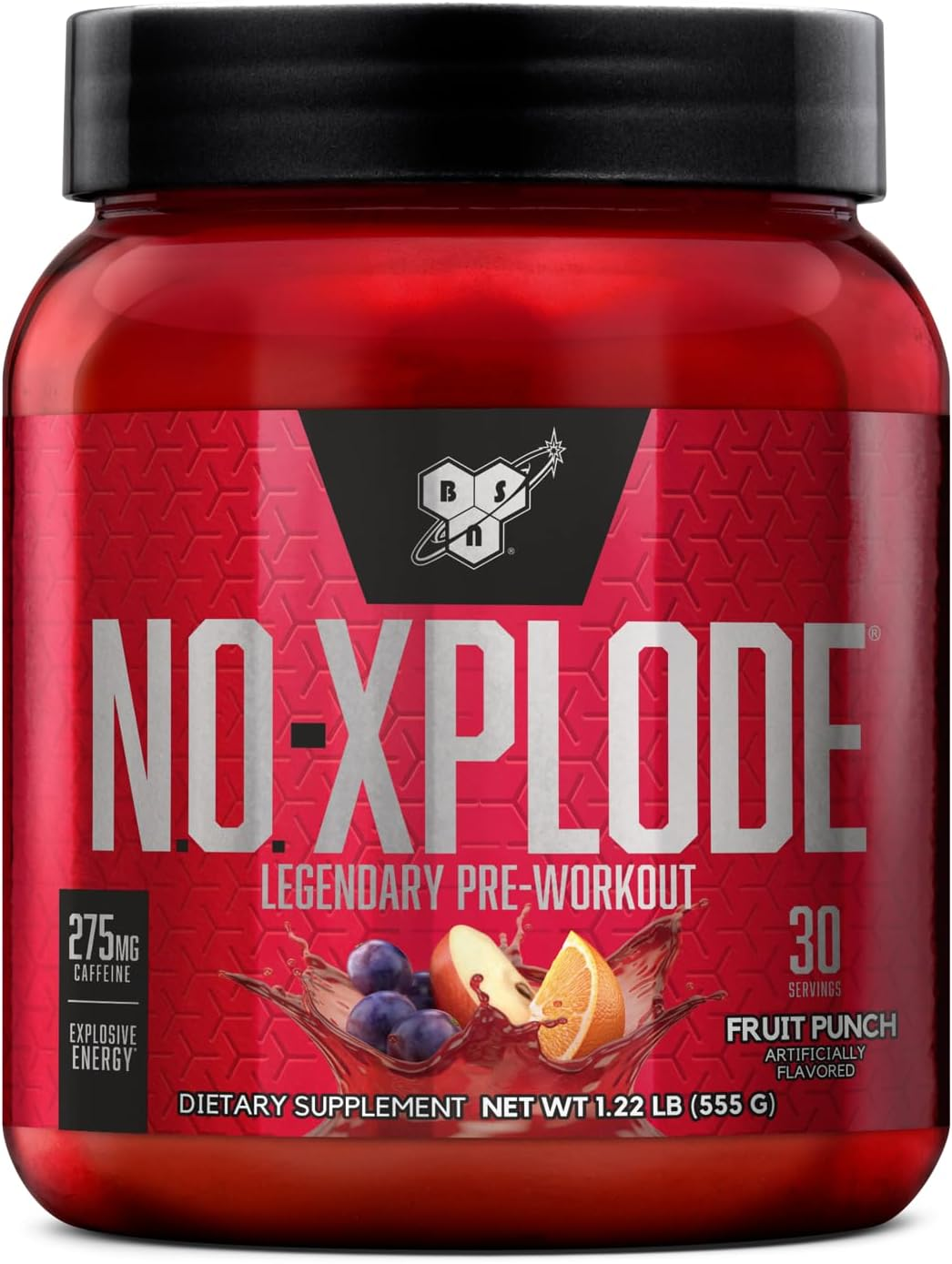 N.O.-XPLODE Pre Workout Powder, Energy Supplement for Men and Women with Creatine and Beta-Alanine, Fruit Punch, 30 Servings, 1.2 Pound (Packaging May Vary)