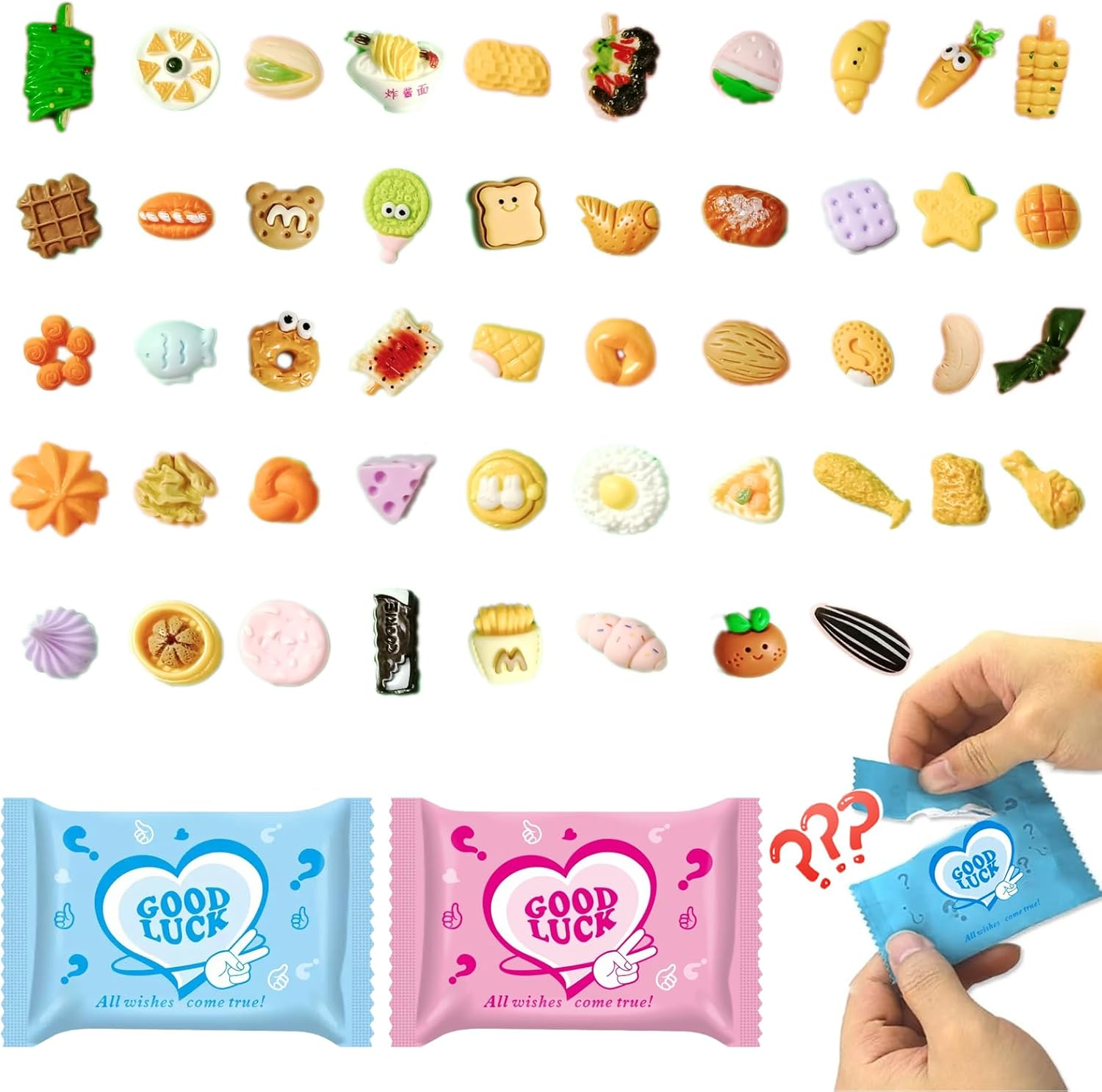 50 Pack Mini Food Blind Bags for Kids - Small Dollhouse Accessories & Party Favors Set with Tiny Resin Food Toys, Perfect for Pretend Cooking Games, Miniature Kitchen Play & Collecting