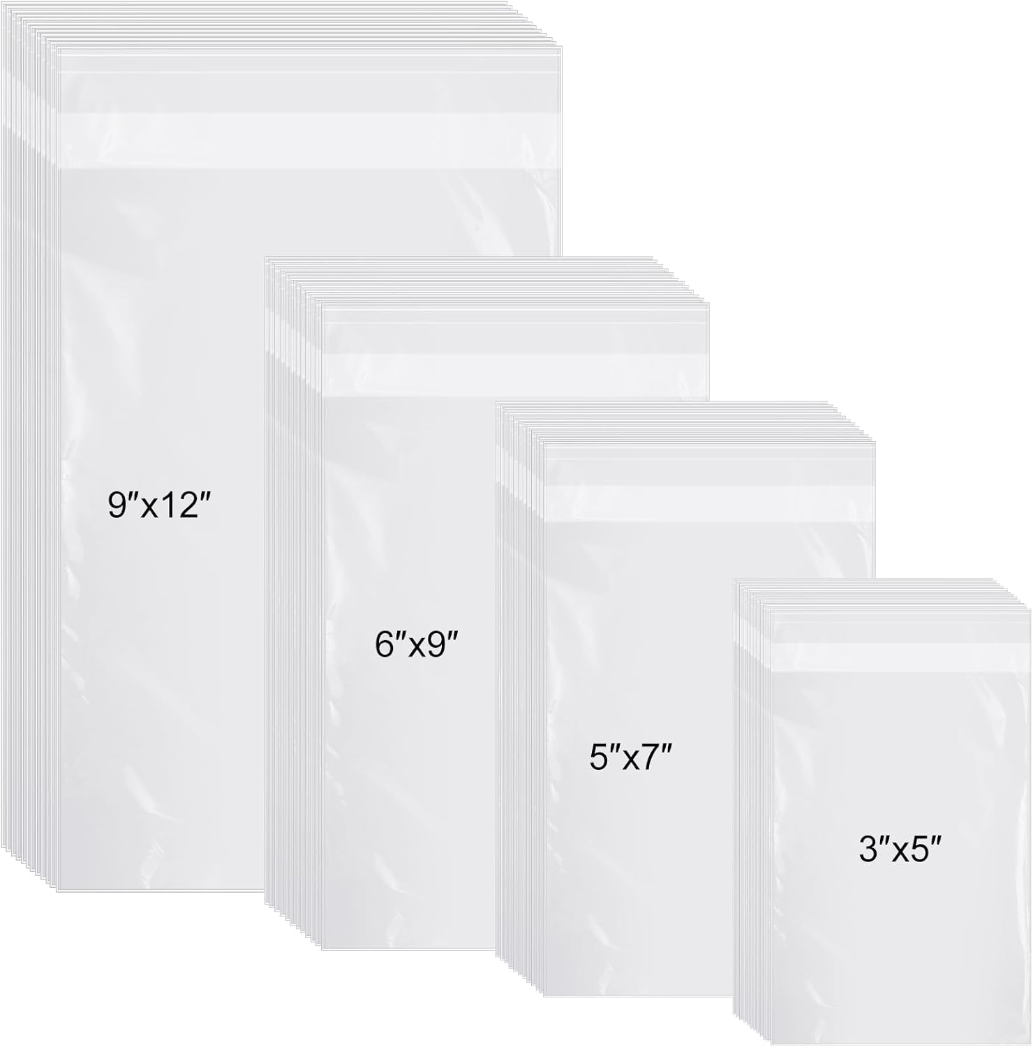 600 Pcs Clear Cellophane Bag Plastic Shirt Bag Poly Bag Bulk Resealable Cello...