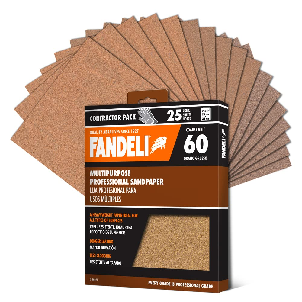 36021 060 Grit Multipurpose Sandpaper Sheets, Brown , 9