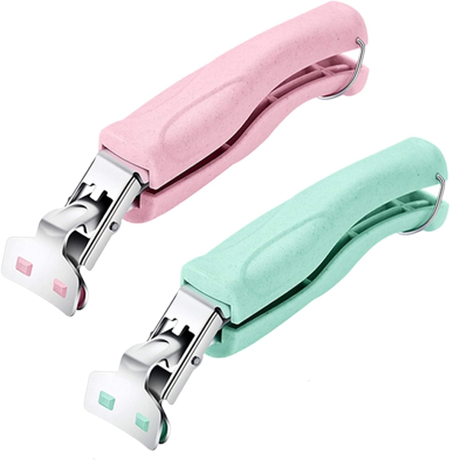 Stainless Steel Hot Bowl Gripper Clips - 2 Pack (Green & Pink)
